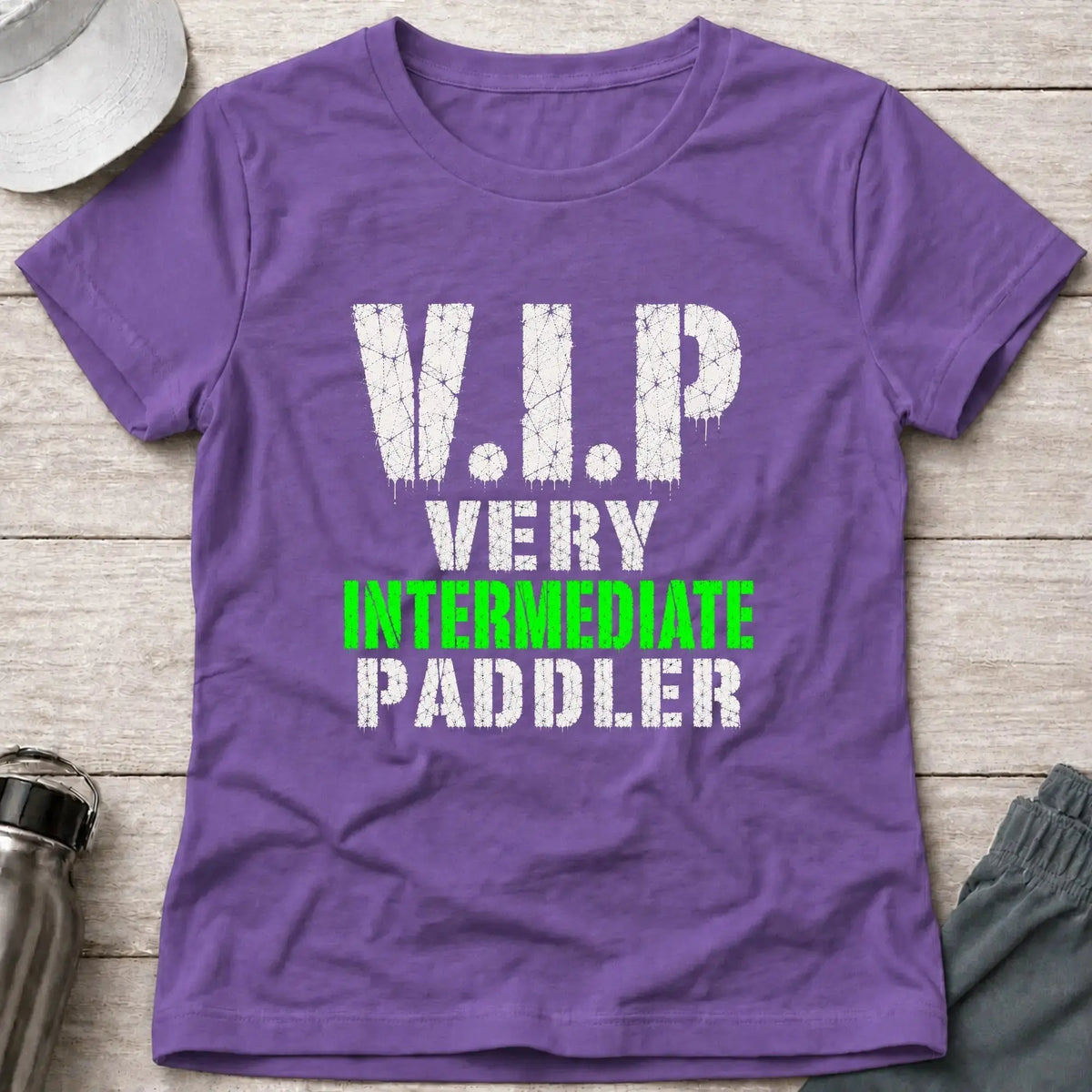 Heather Purple Very Intermediate Paddler fitted tee — funny paddling gift for women — Vector Paddle