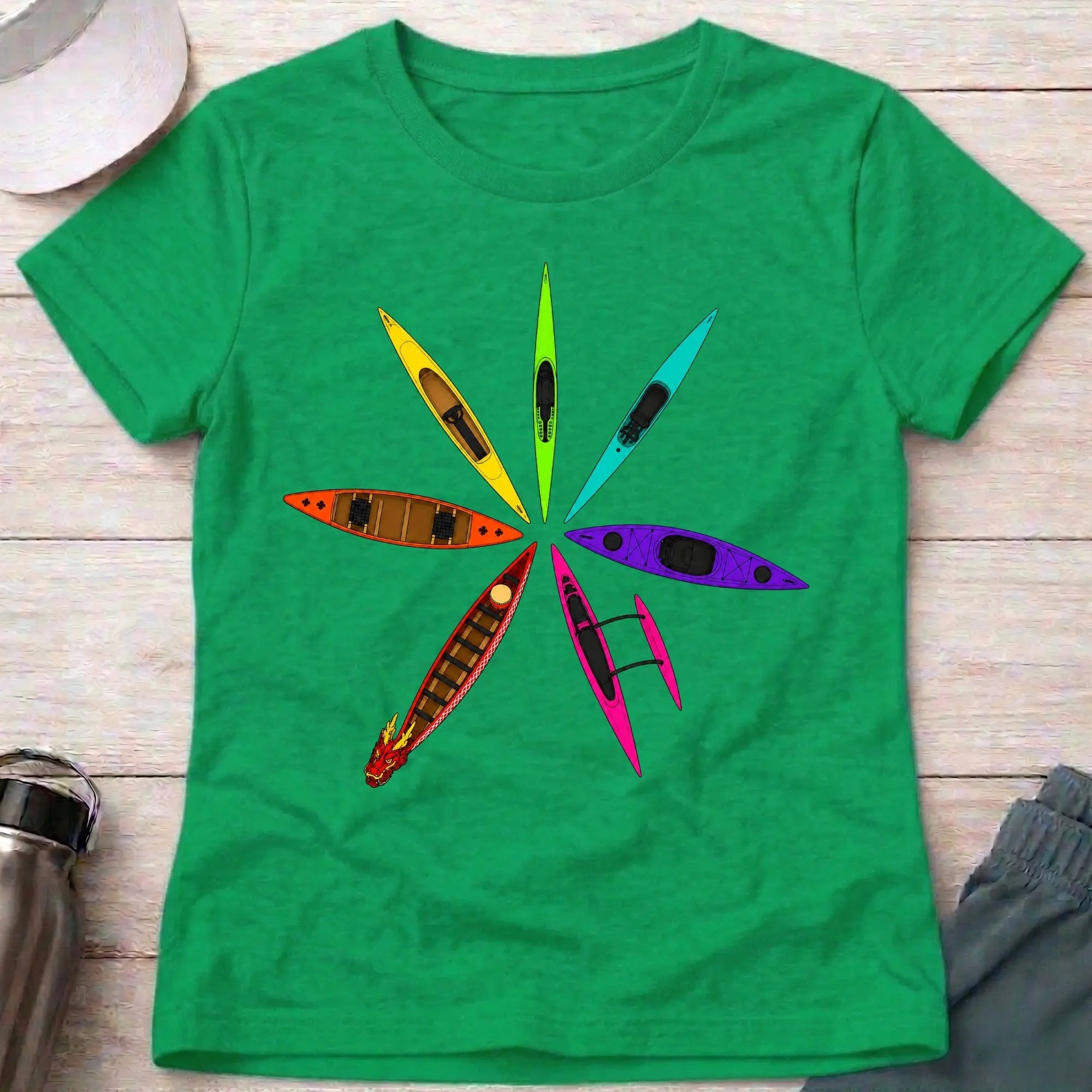 Irish Green Full Bloom fitted paddling tee with bold multicolour graphic — Vector Paddle