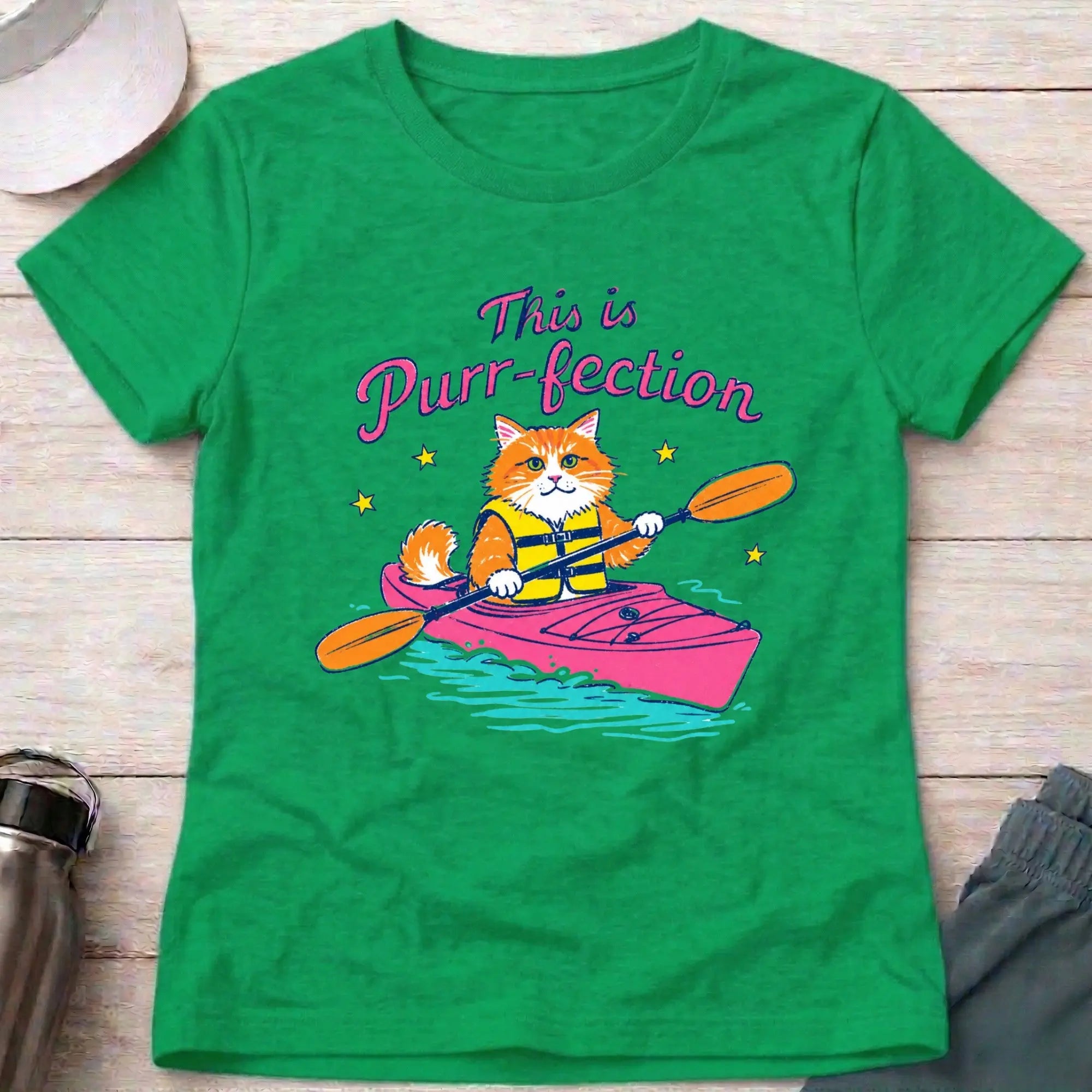 Irish Green Purr-fection fitted tee — cat-loving paddler gift — Vector Paddle