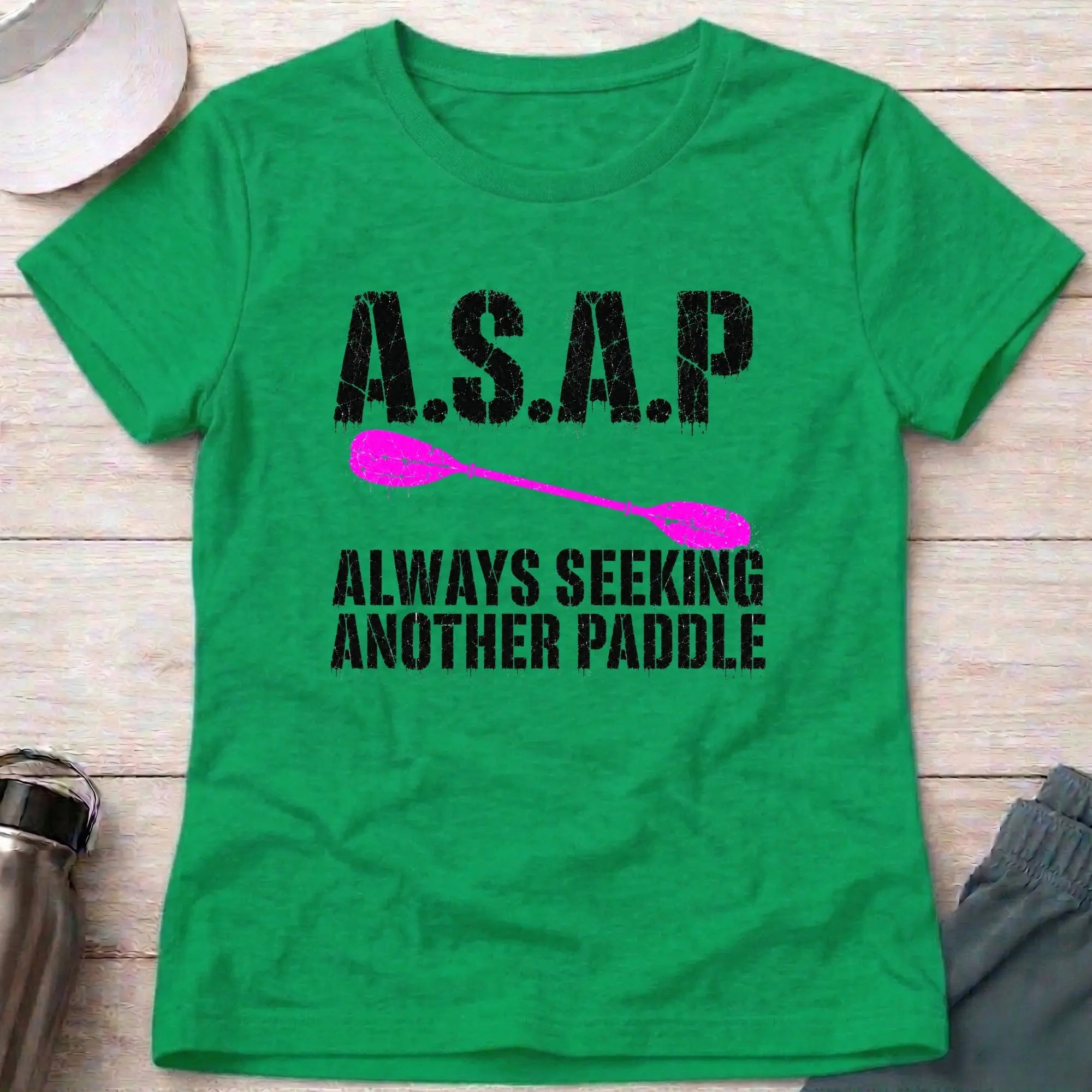 Irish Green A.S.A.P. fitted tee — Always Seeking Another Paddle gift for women — Vector Paddle