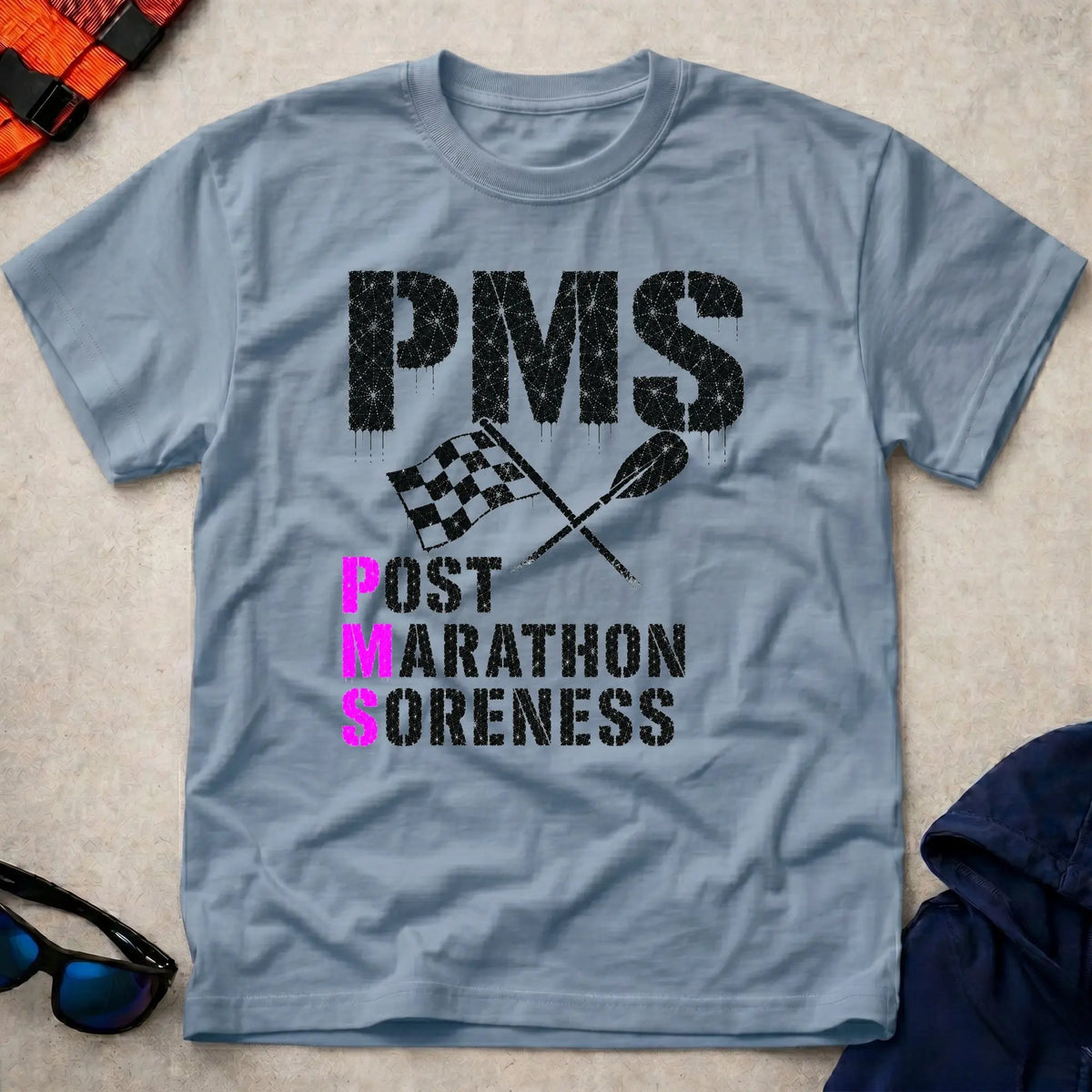 Light Blue P.M.S. tee — Post Marathon Soreness gift — Vector Paddle