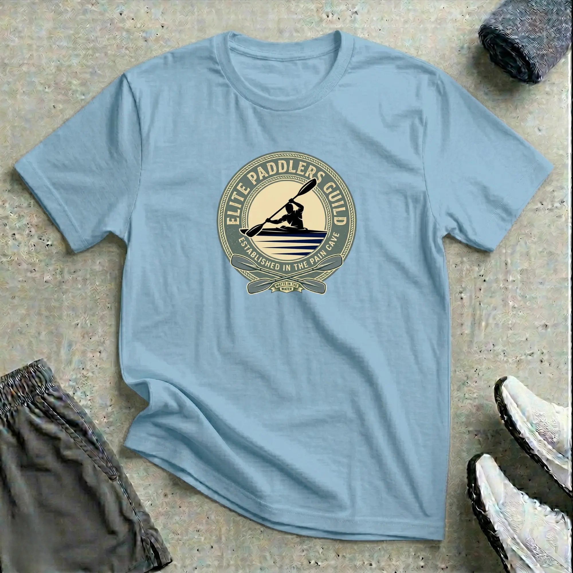 Elite Paddlers Guild. Established in the Pain Cave. Kayak T-Shirt Printify