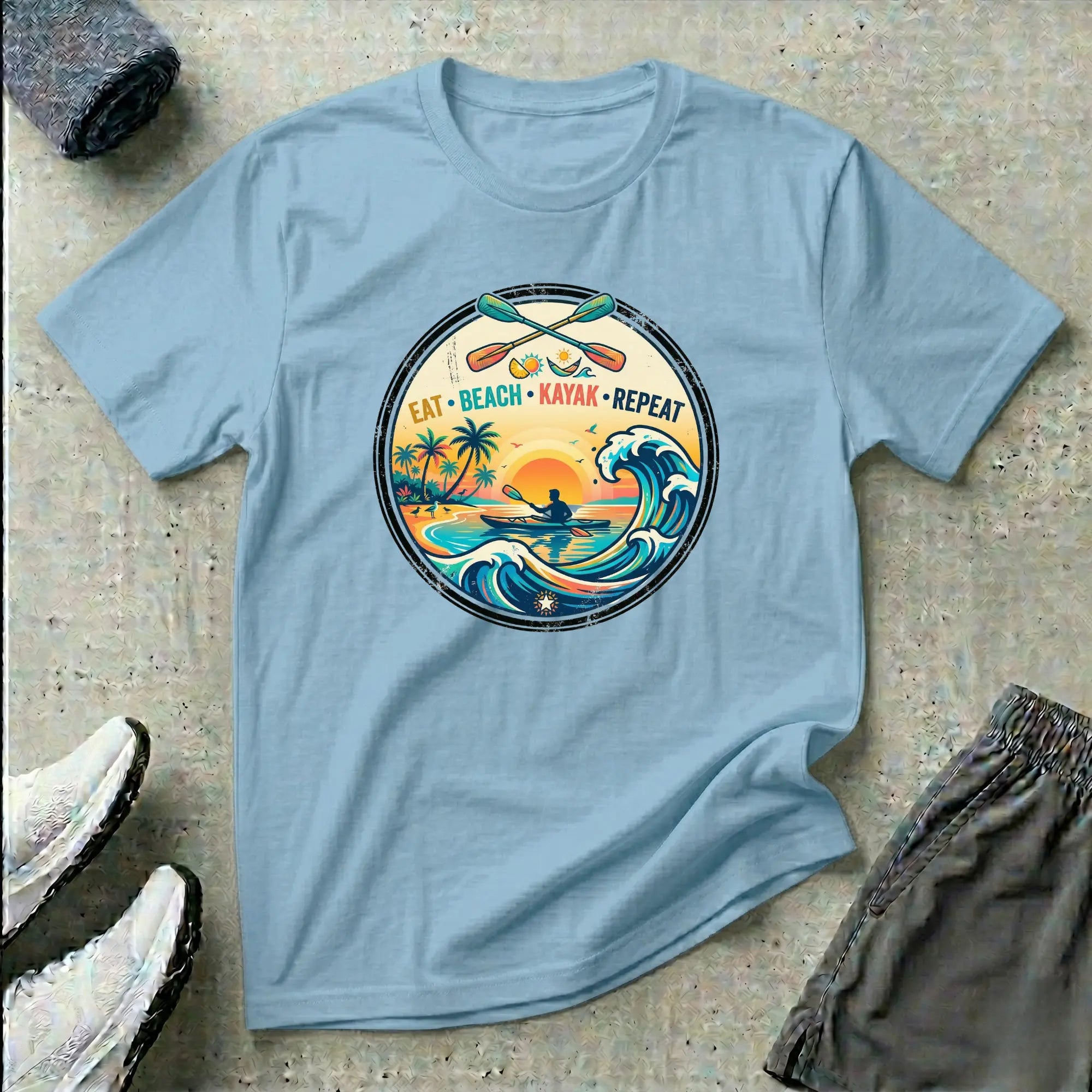Eat Beach Kayak Repeat. Ocean Kayak T-Shirt Printify