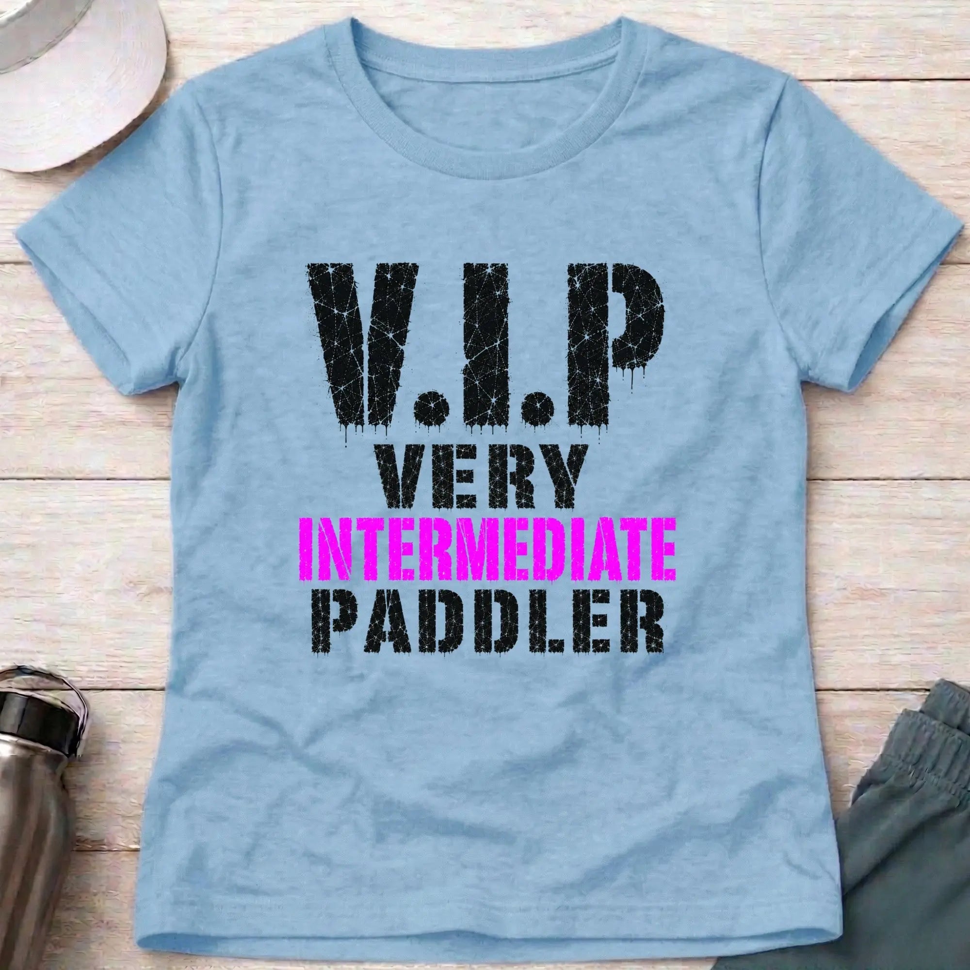 Light Blue Very Intermediate Paddler fitted tee — funny paddling gift for women — Vector Paddle