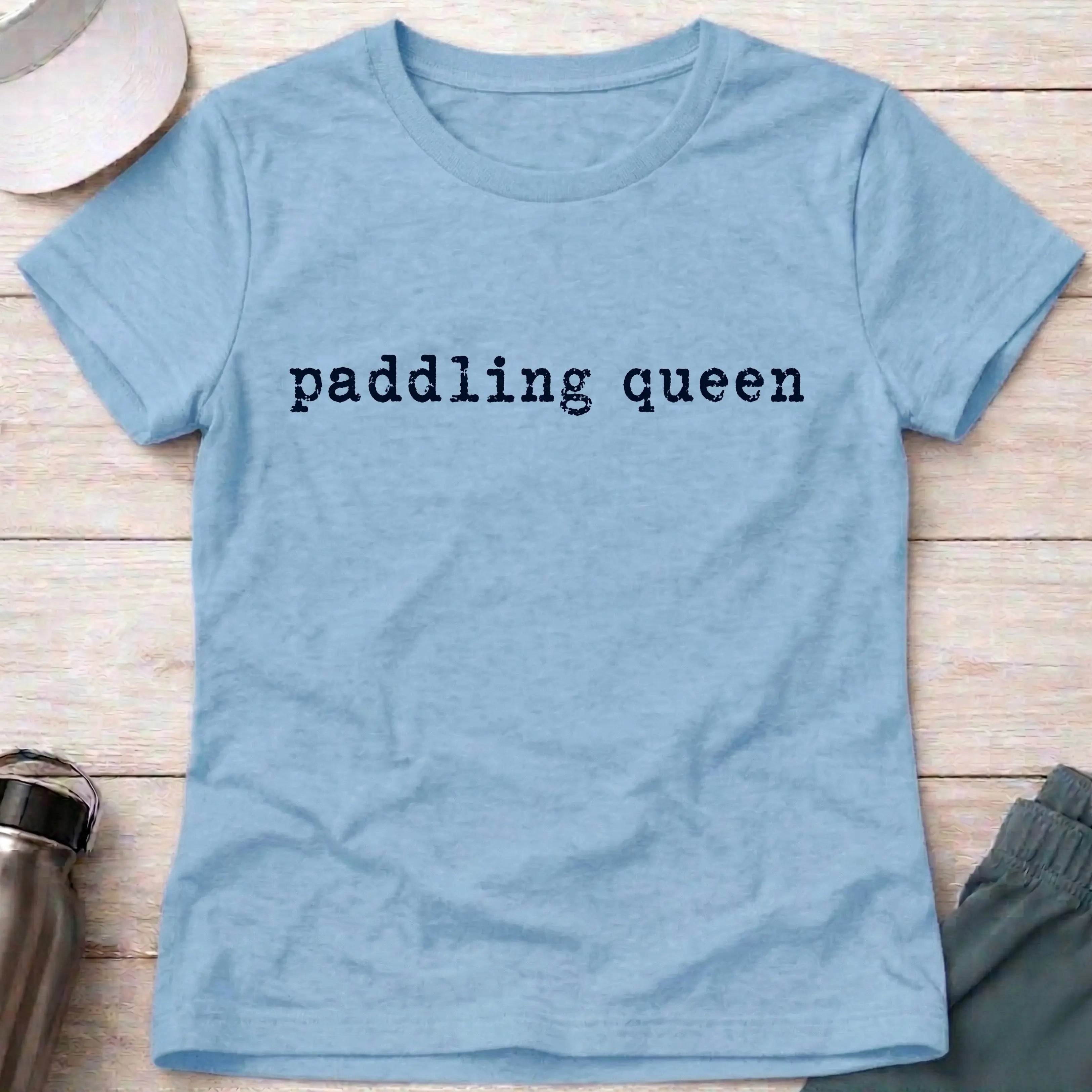 Paddling Queen fitted tee in Light Blue — women's paddling gift tee — Vector Paddle
