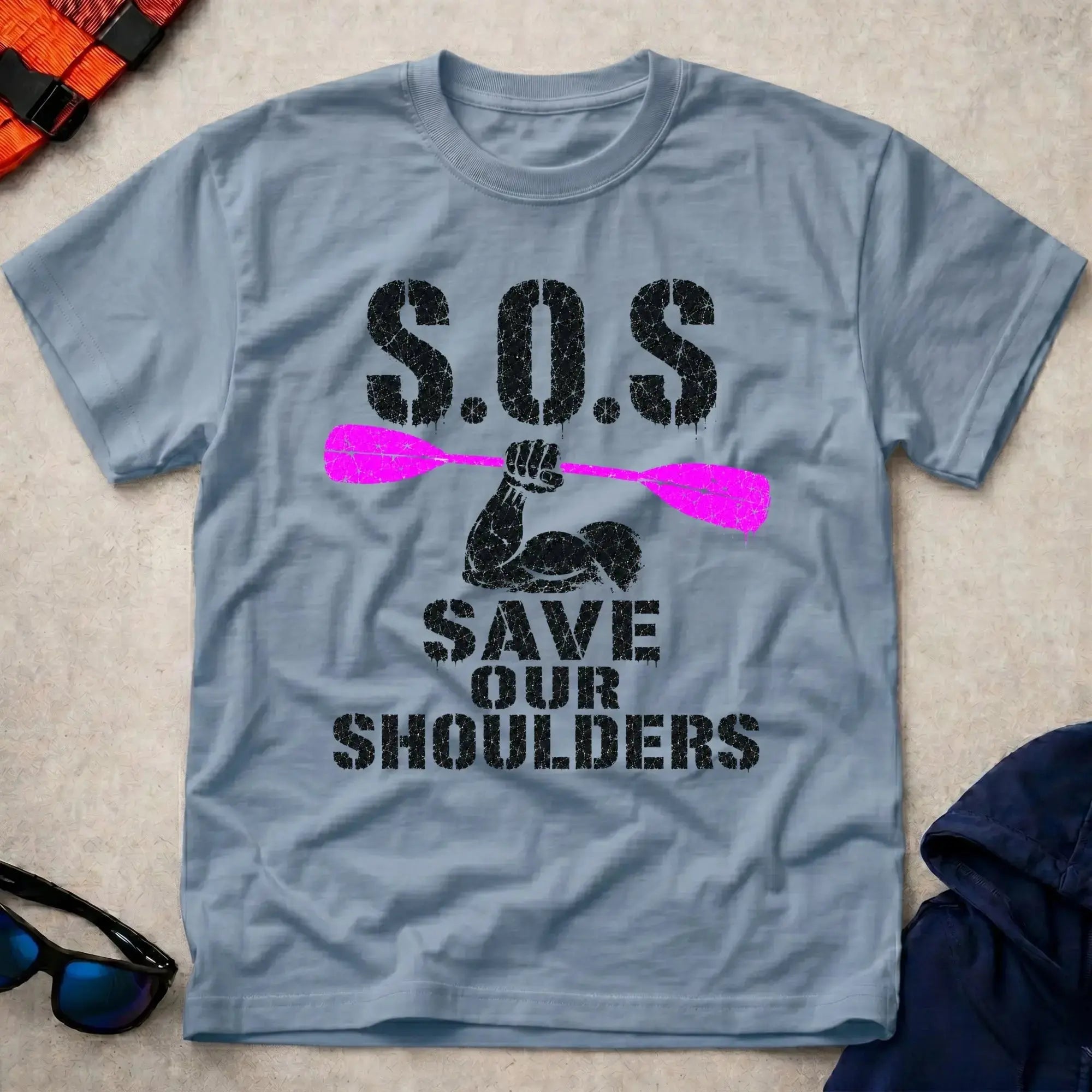 Light Blue Save Our Shoulders tee — marathon paddler gift — Vector Paddle