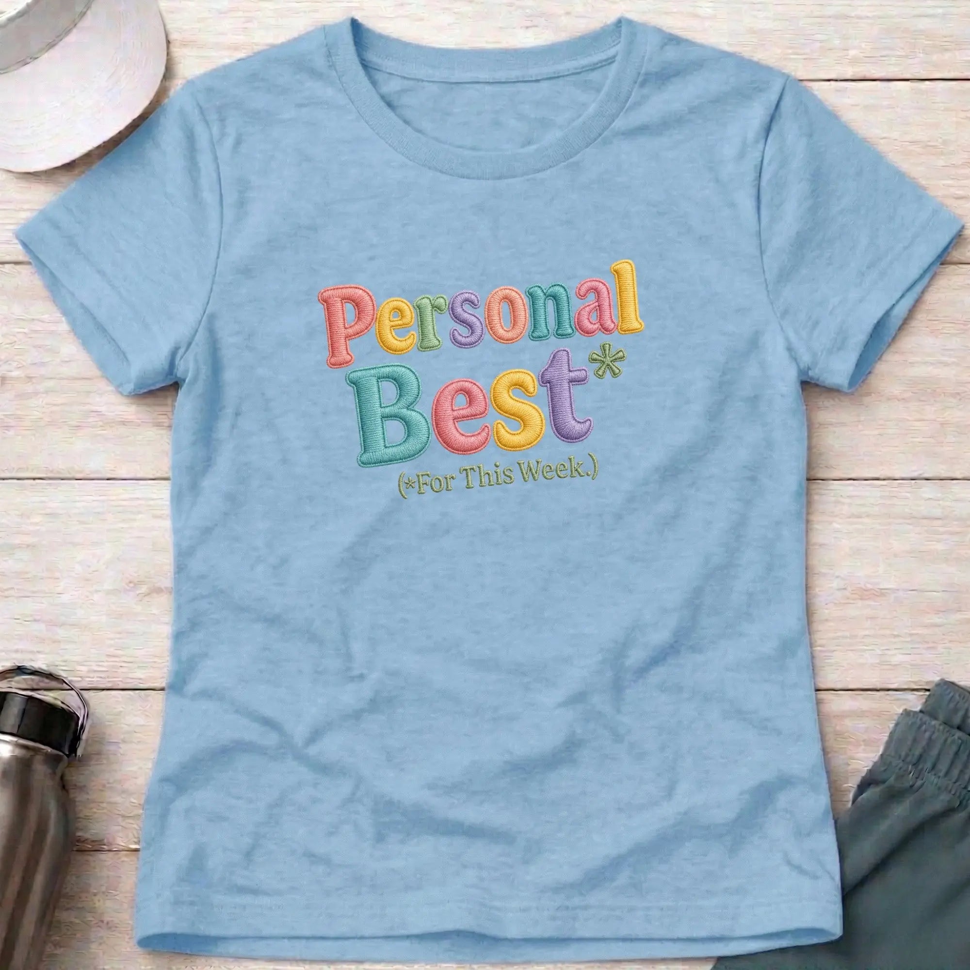 Light Blue Personal Best* fitted tee — funny racing paddler gift — Vector Paddle