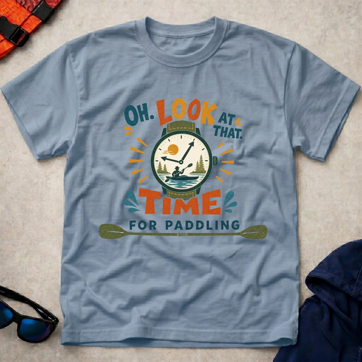 Light Blue Time For Paddling badge tee — Vector Paddle