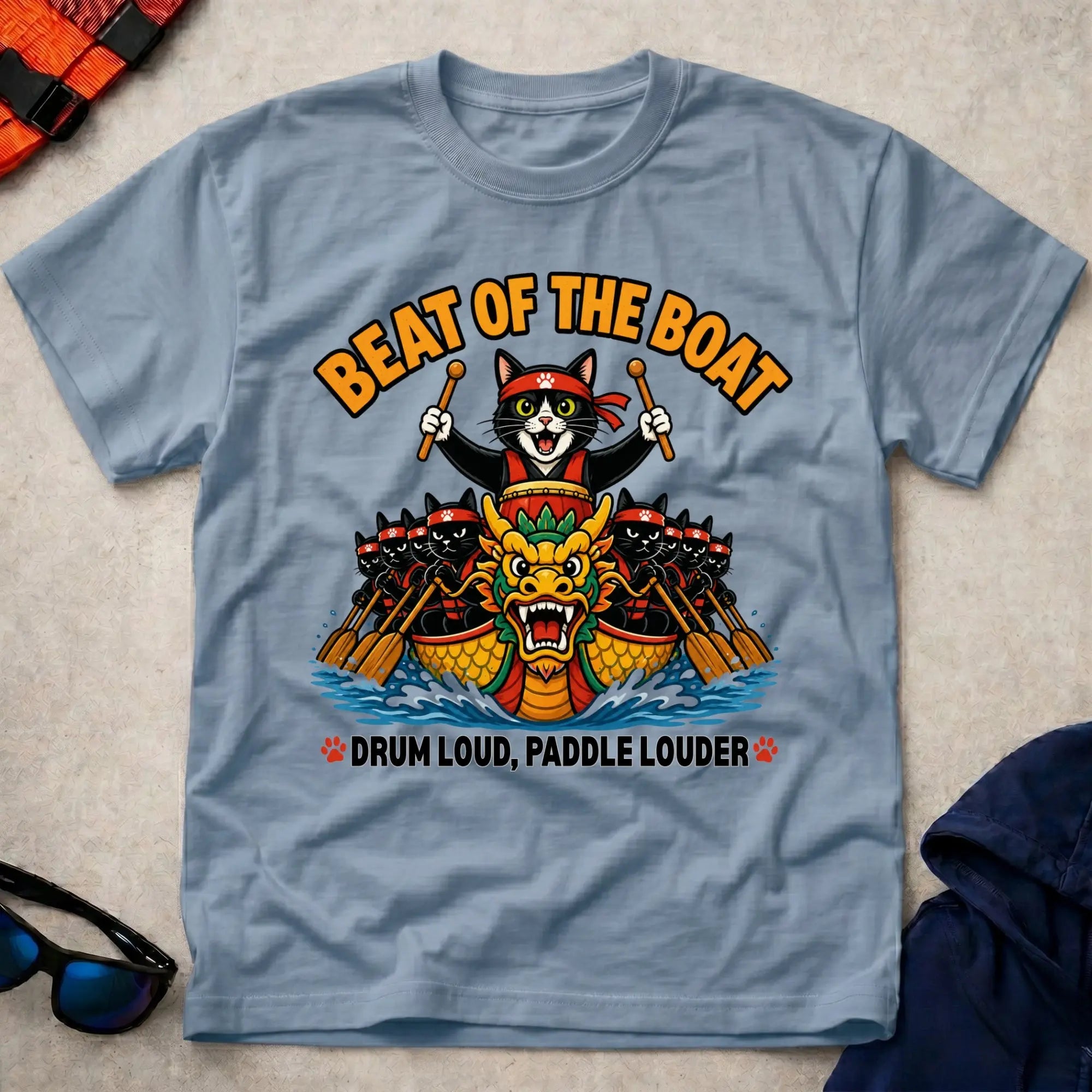 Light Blue Beat Of The Boat tee — dragon boat drummer gift — Vector Paddle