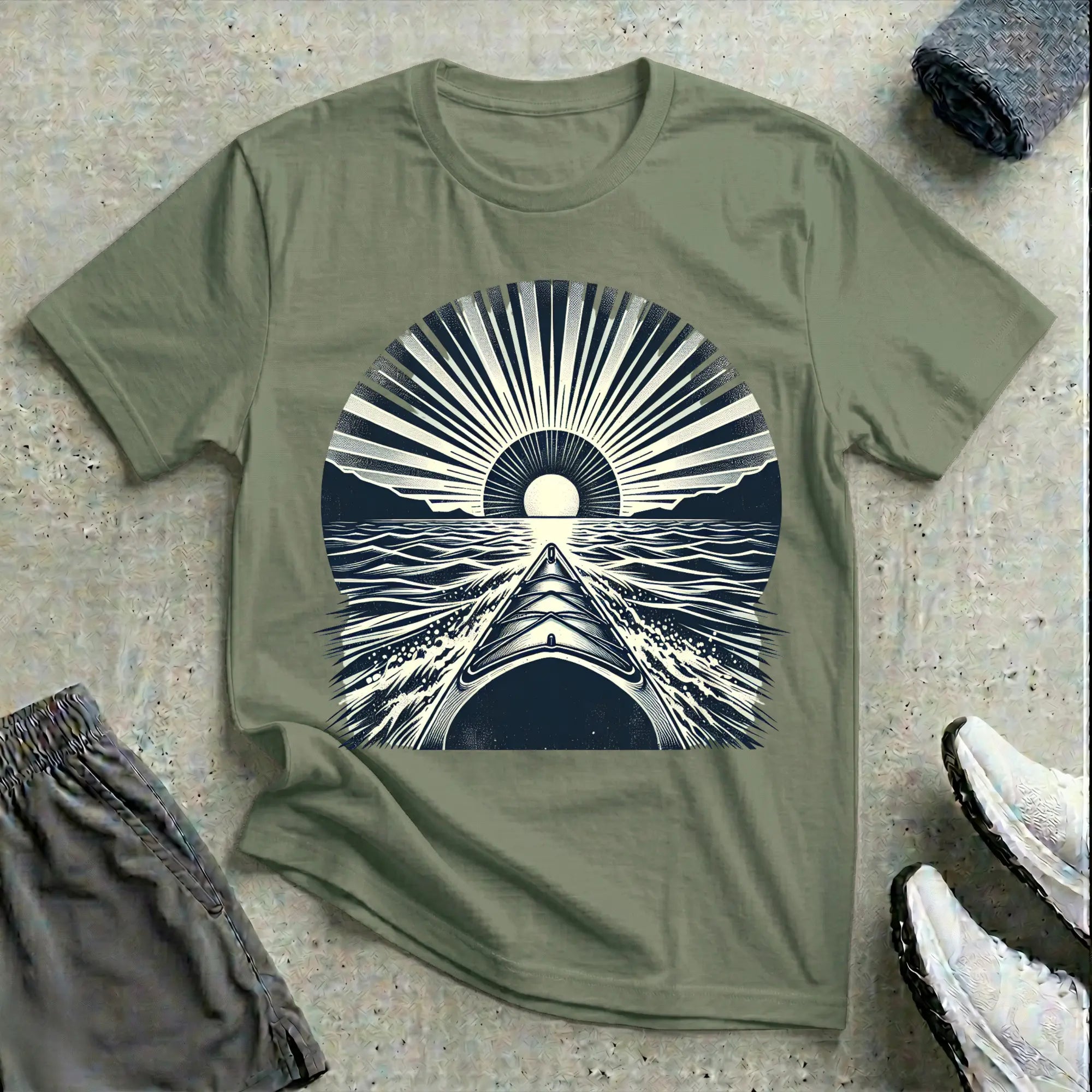 Vintage B&W Sunset. Relaxed T-Shirt Printify
