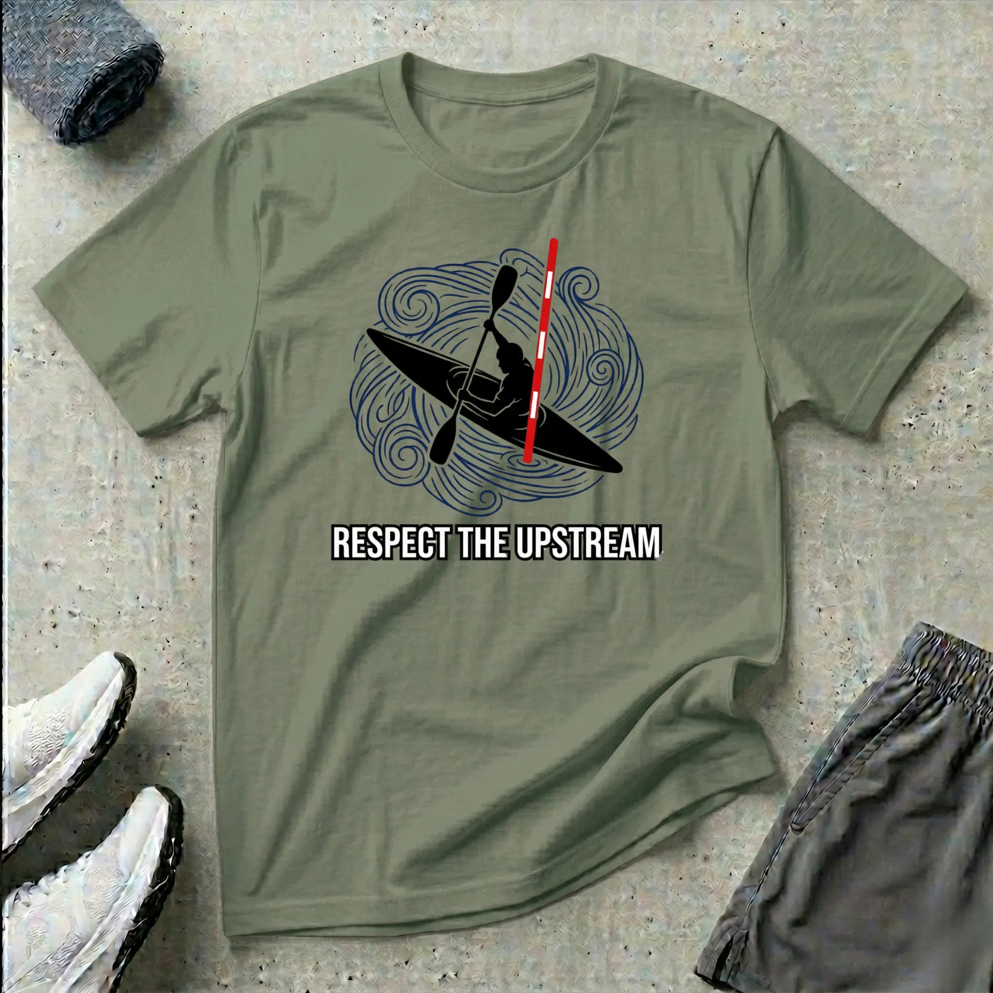 Respect The Upstream. Slalom Kayak T-Shirt Printify