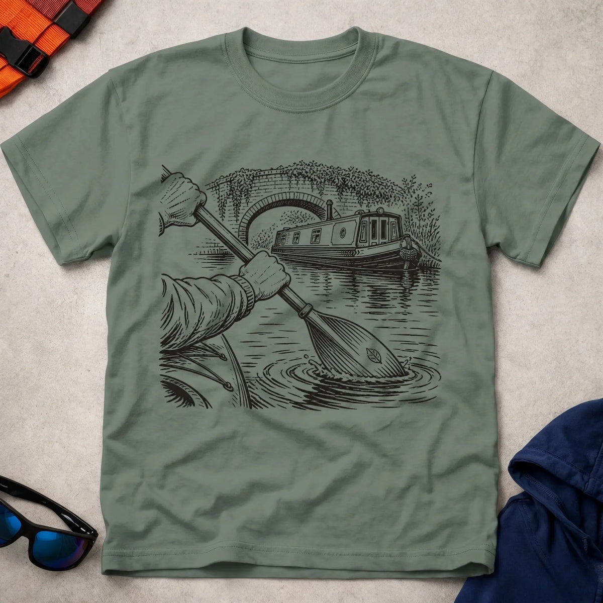 Military Green Still Water tee — calm paddler gift — Vector Paddle