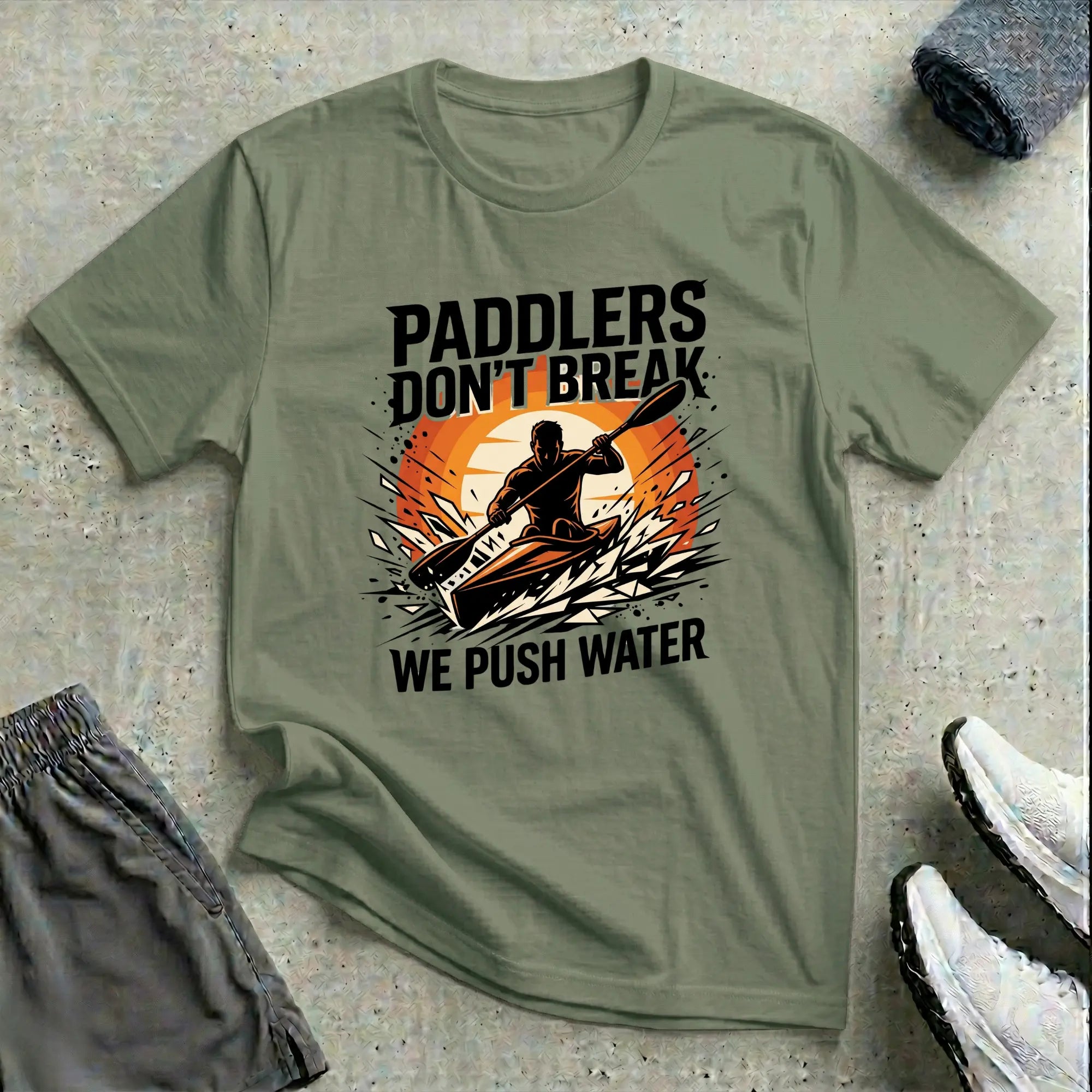 Paddlers Don't Break. We Push Water - Whitewater T-Shirt Printify
