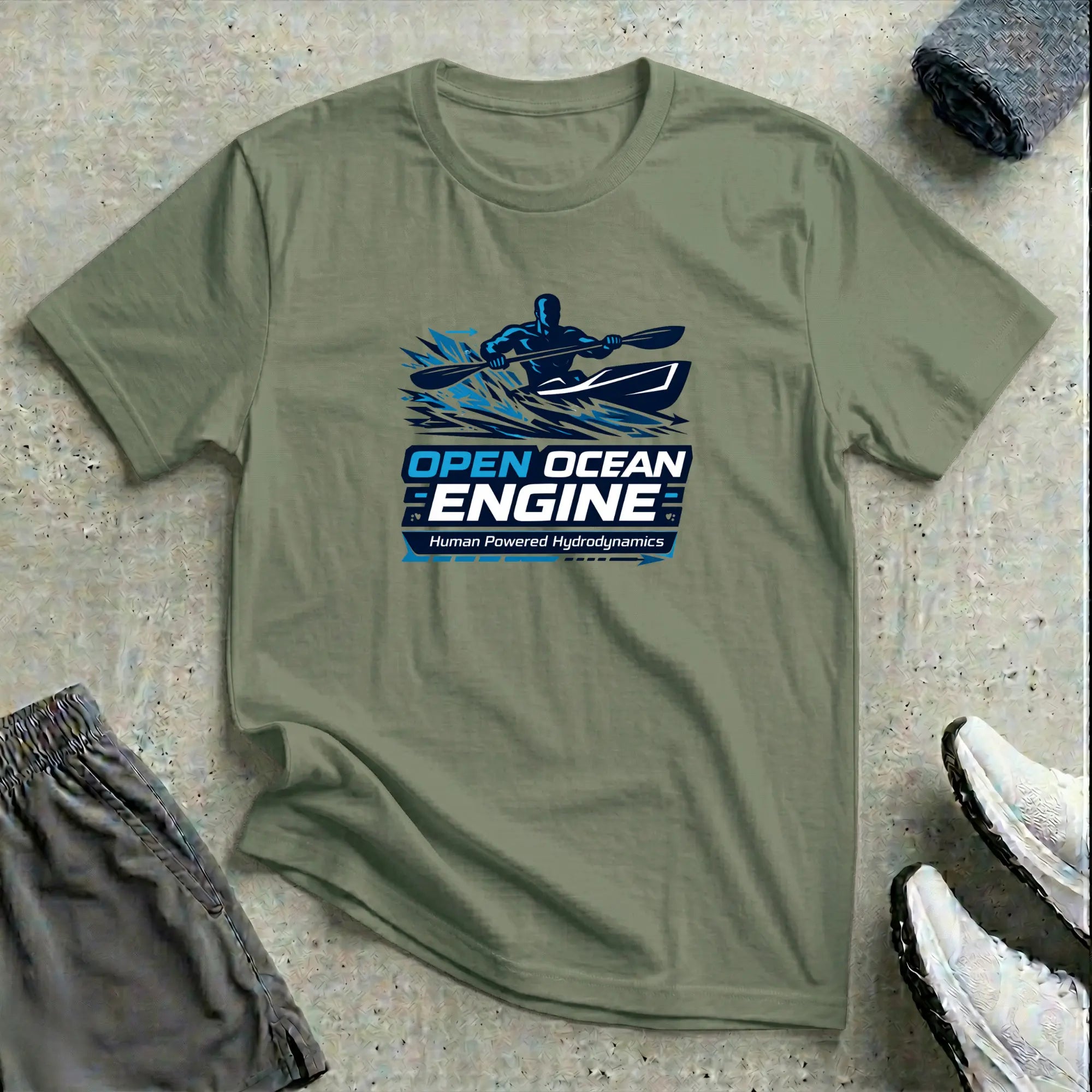 Open Ocean Engine - Human Powered. Surfski T-Shirt Printify