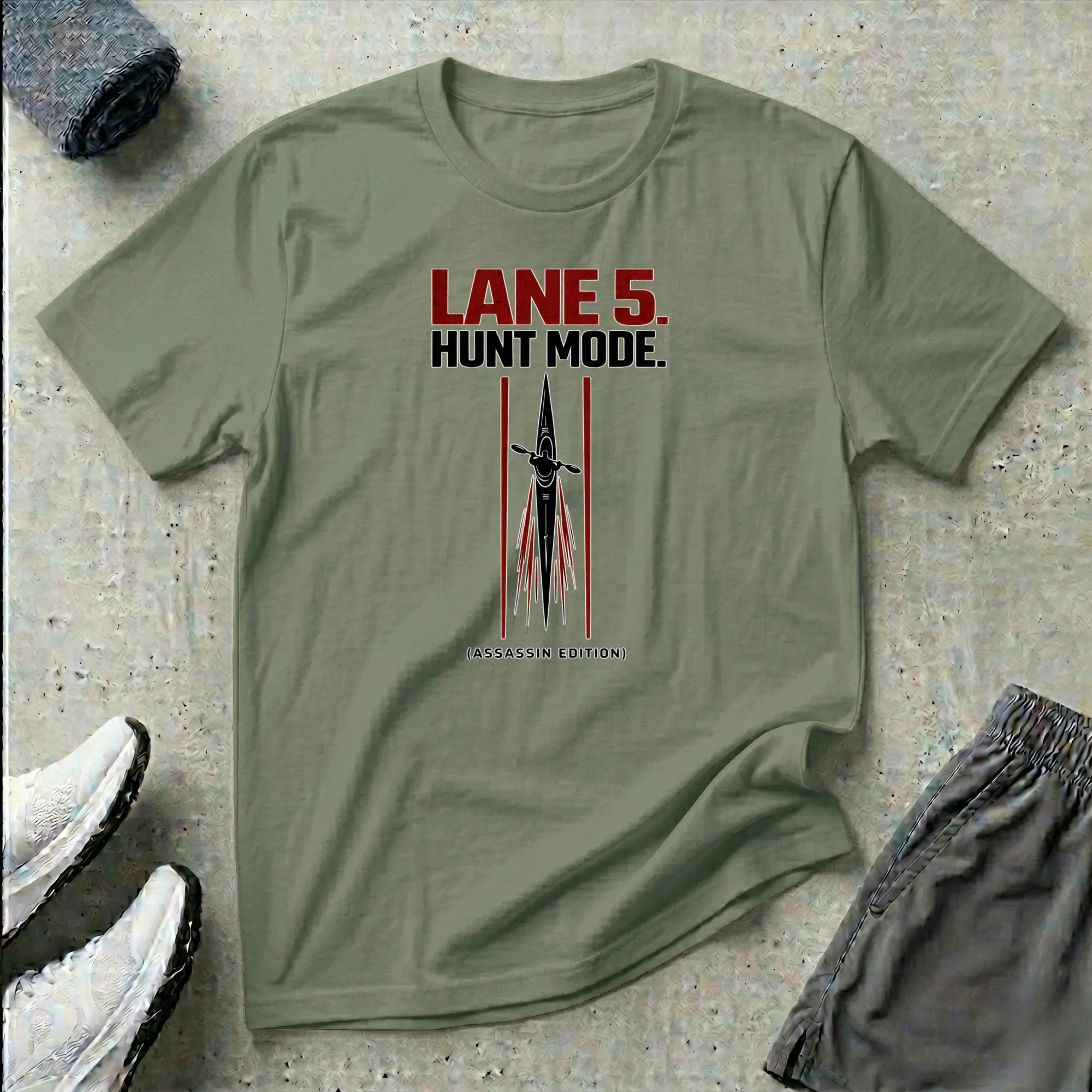 Lane 5. Hunt Mode - Assassin Edition. Kayak T-Shirt Printify