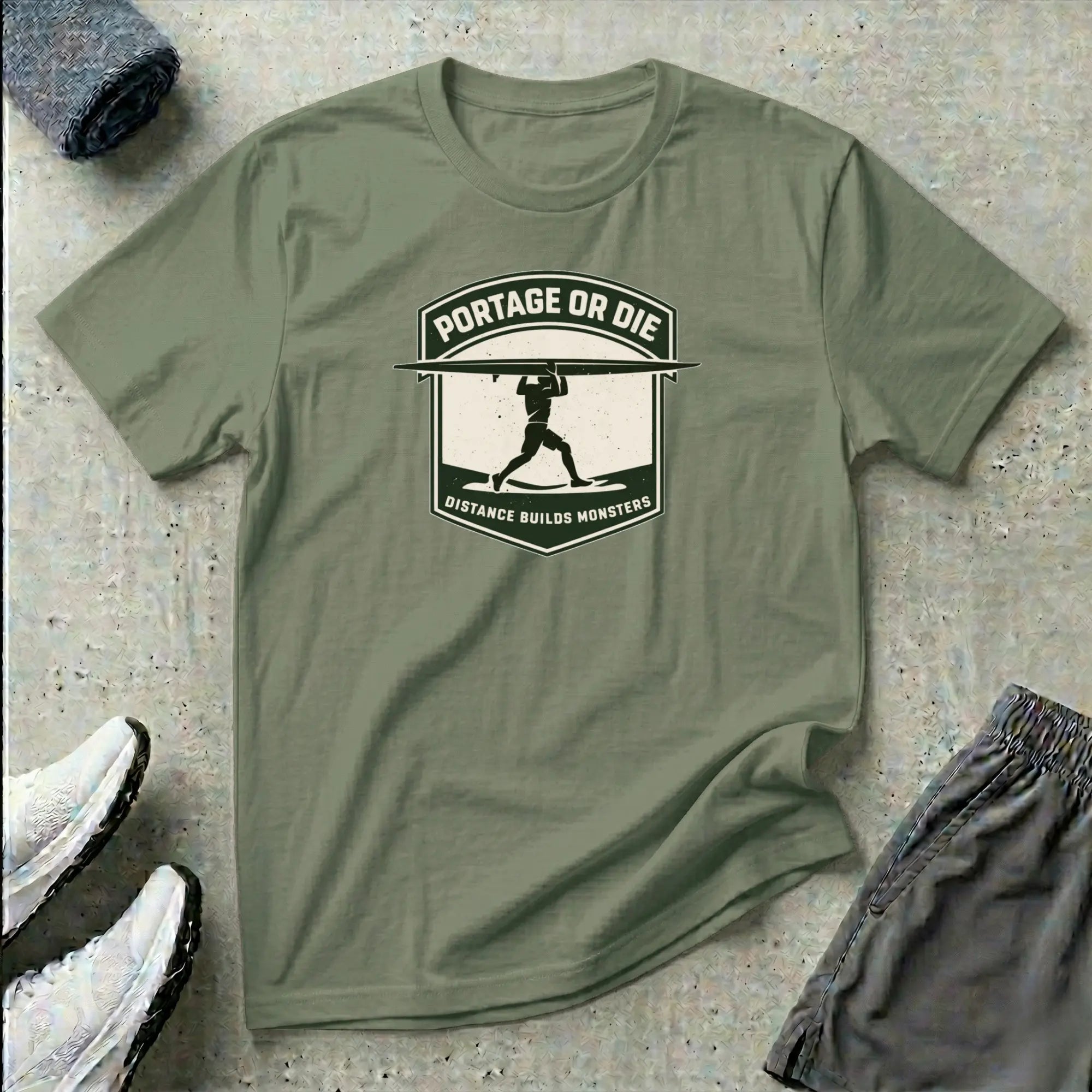 Portage or Die. Canoe Kayak T-Shirt Printify