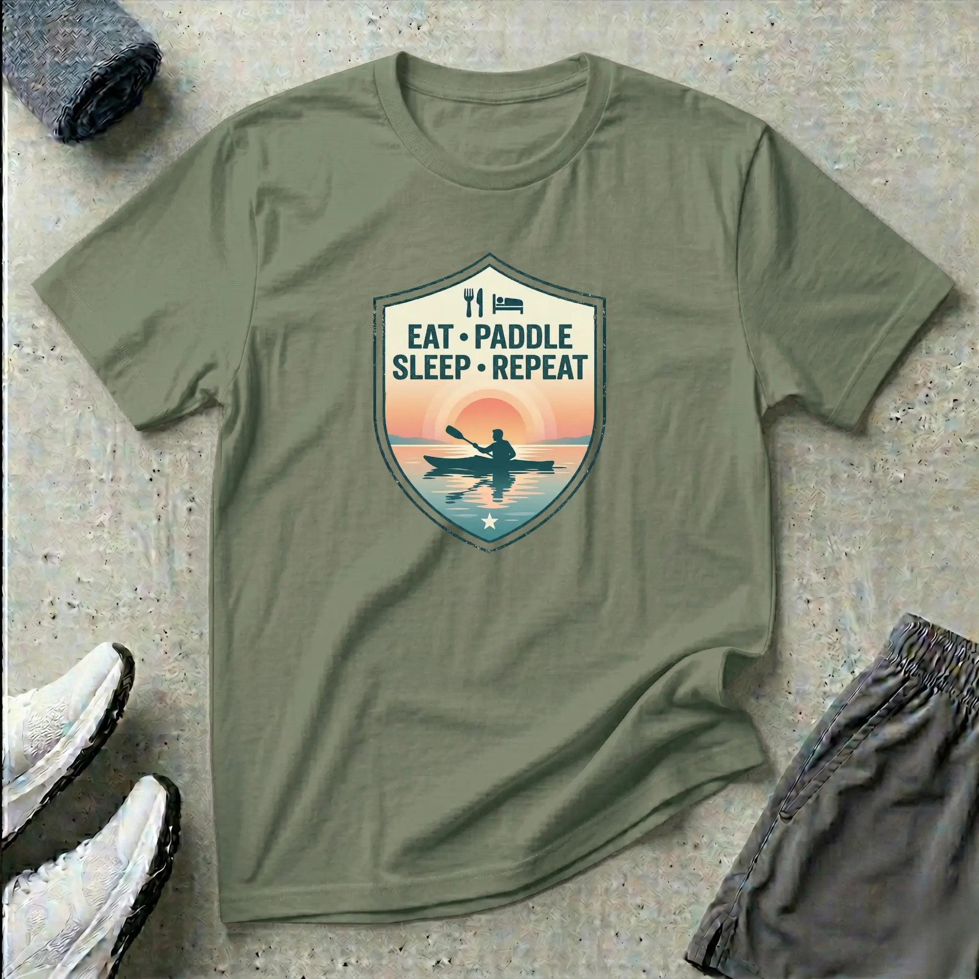 Eat Paddle Sleep Repeat. Ocean Kayak T-Shirt Printify