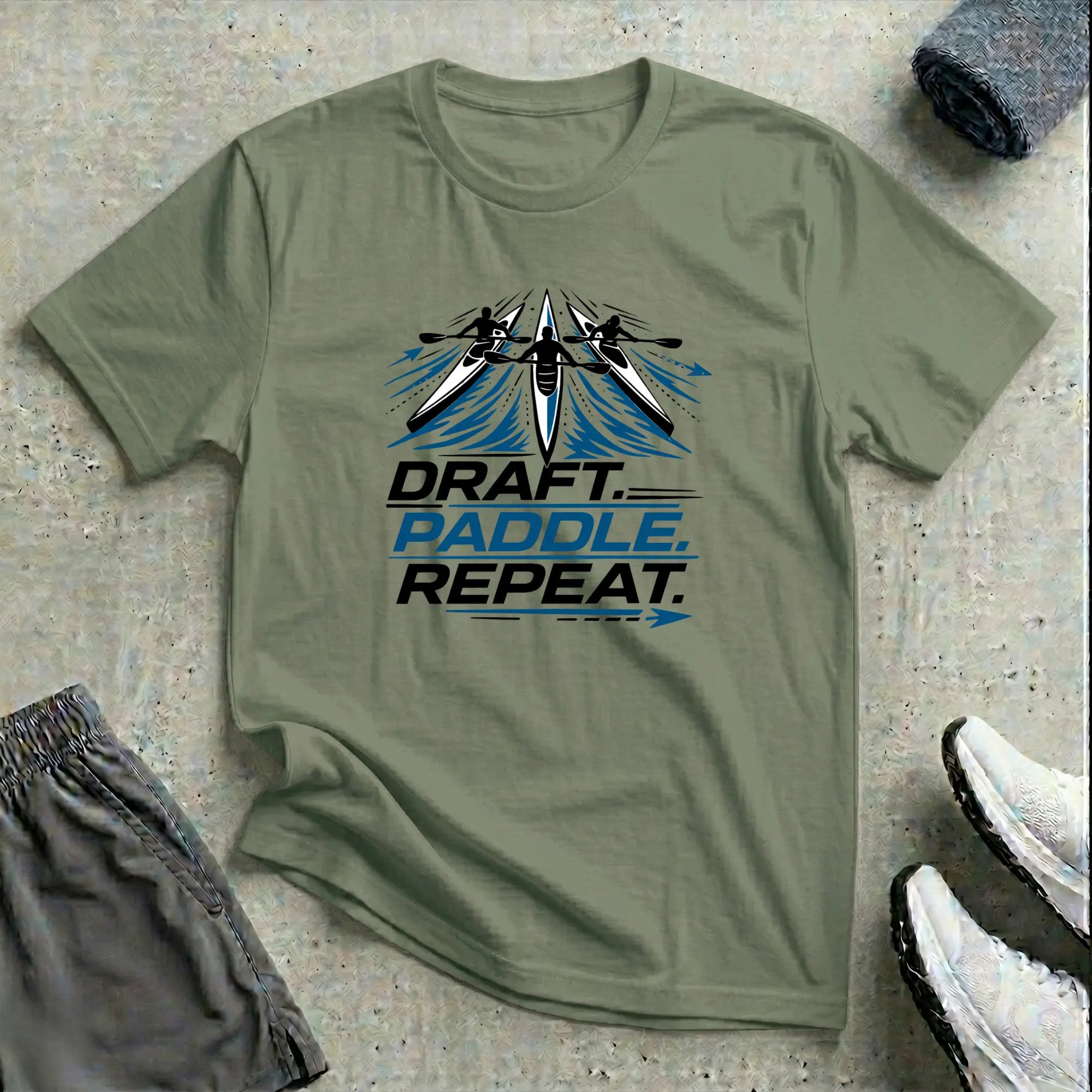 Draft Paddle Repeat. Surfski Ocean Kayak T-Shirt Printify