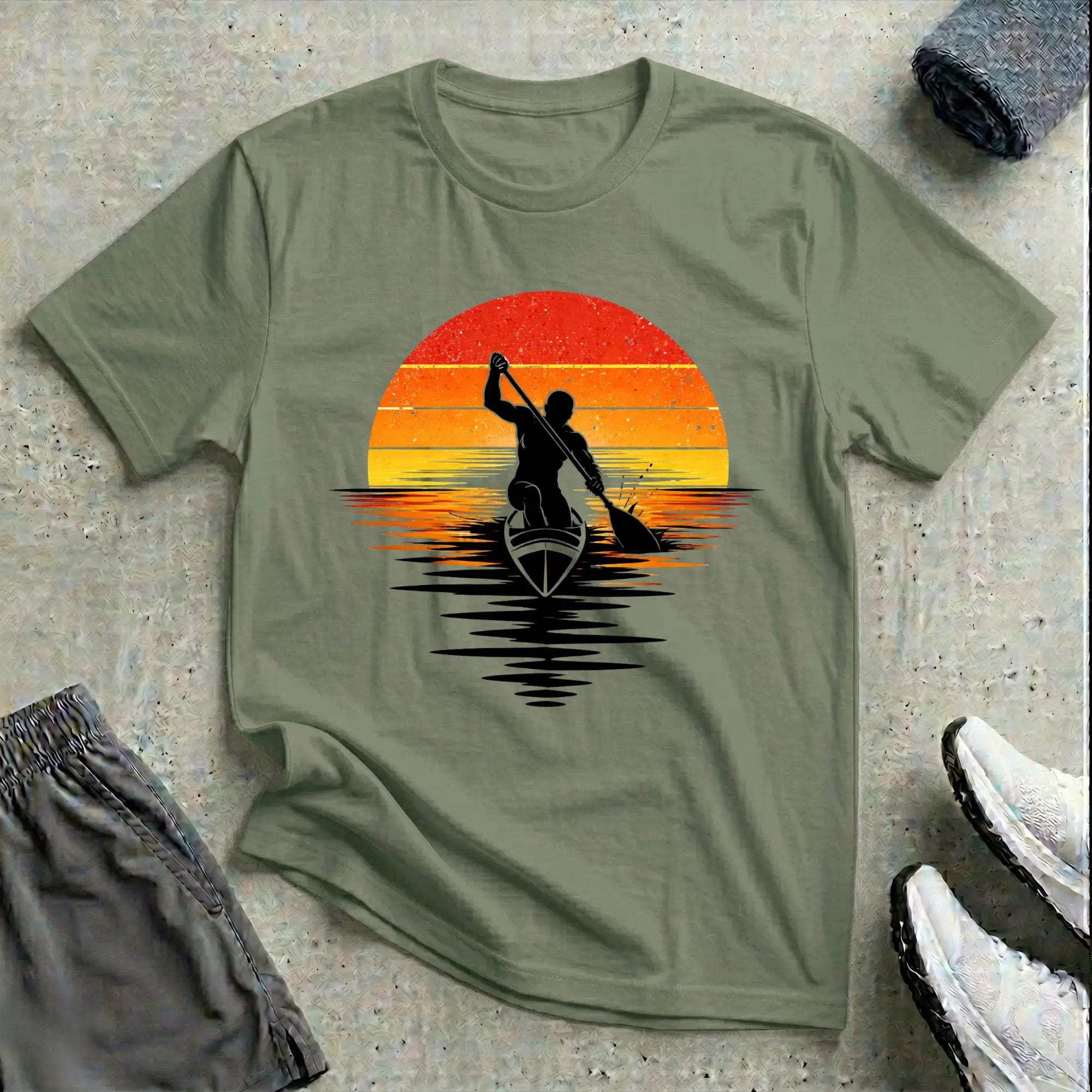 Modern Sunset. Canoe Relaxed T-Shirt Printify