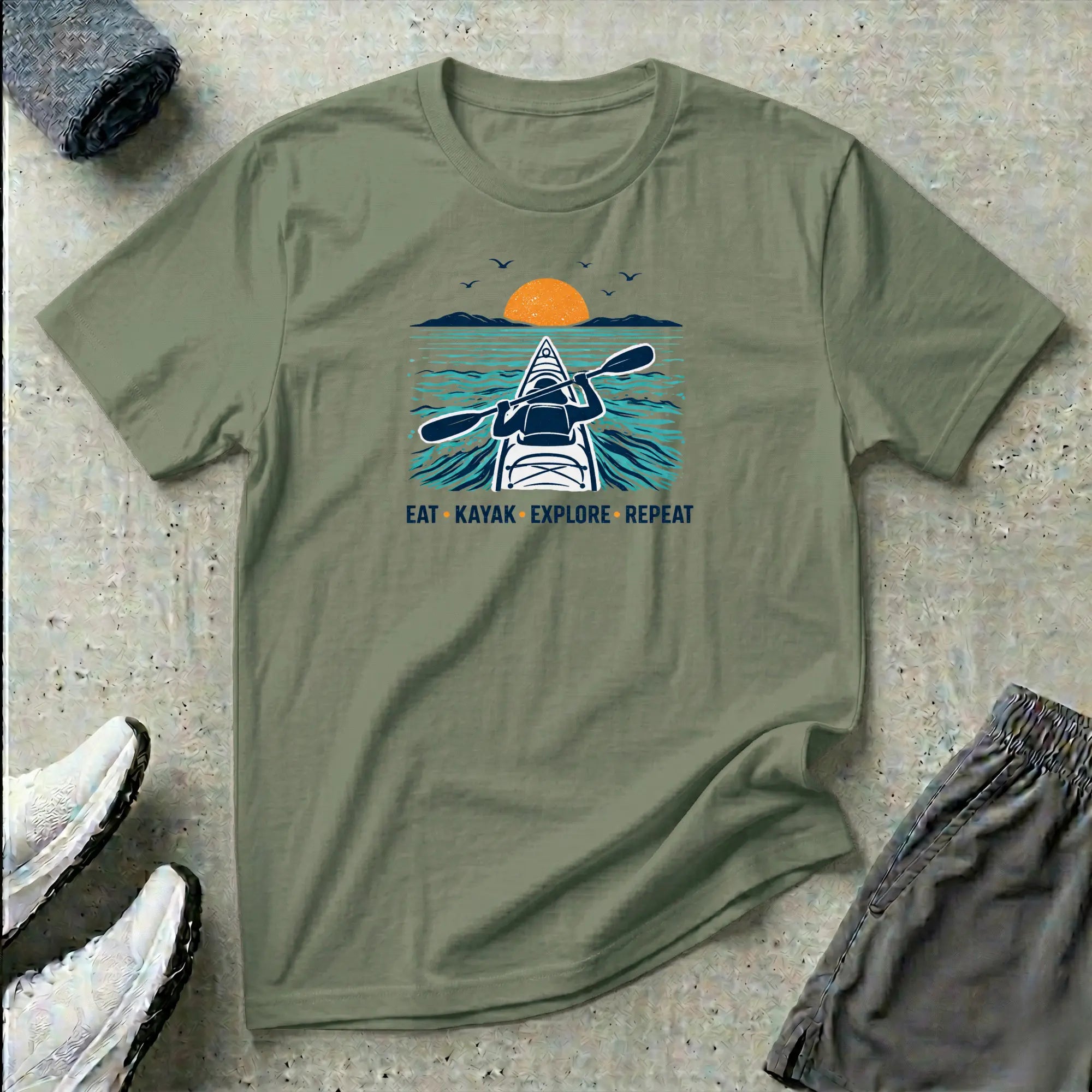 Eat Kayak Explore Repeat. Ocean Kayak T-Shirt Printify