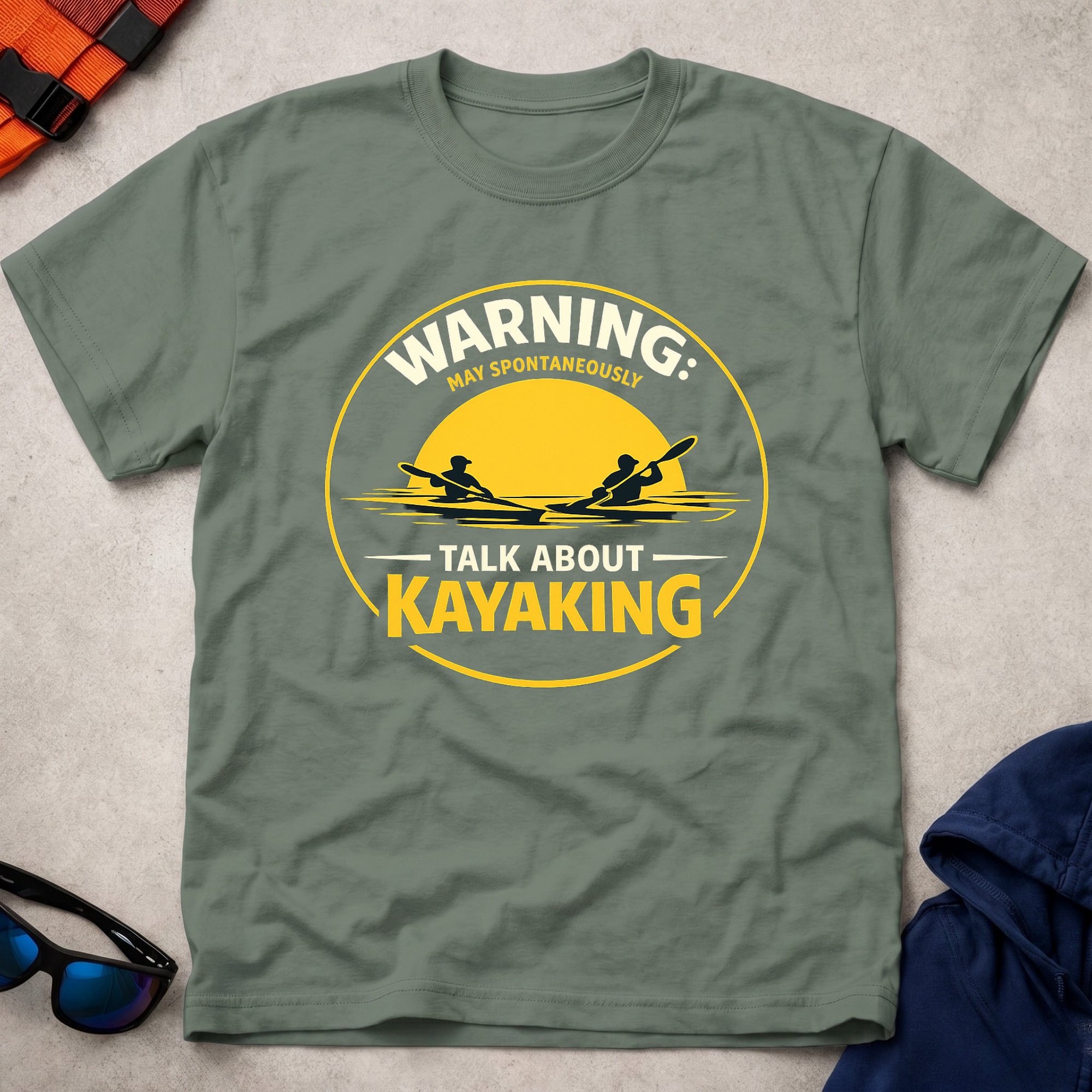 Drift May Spontaneously Talk About Kayaking Tee 