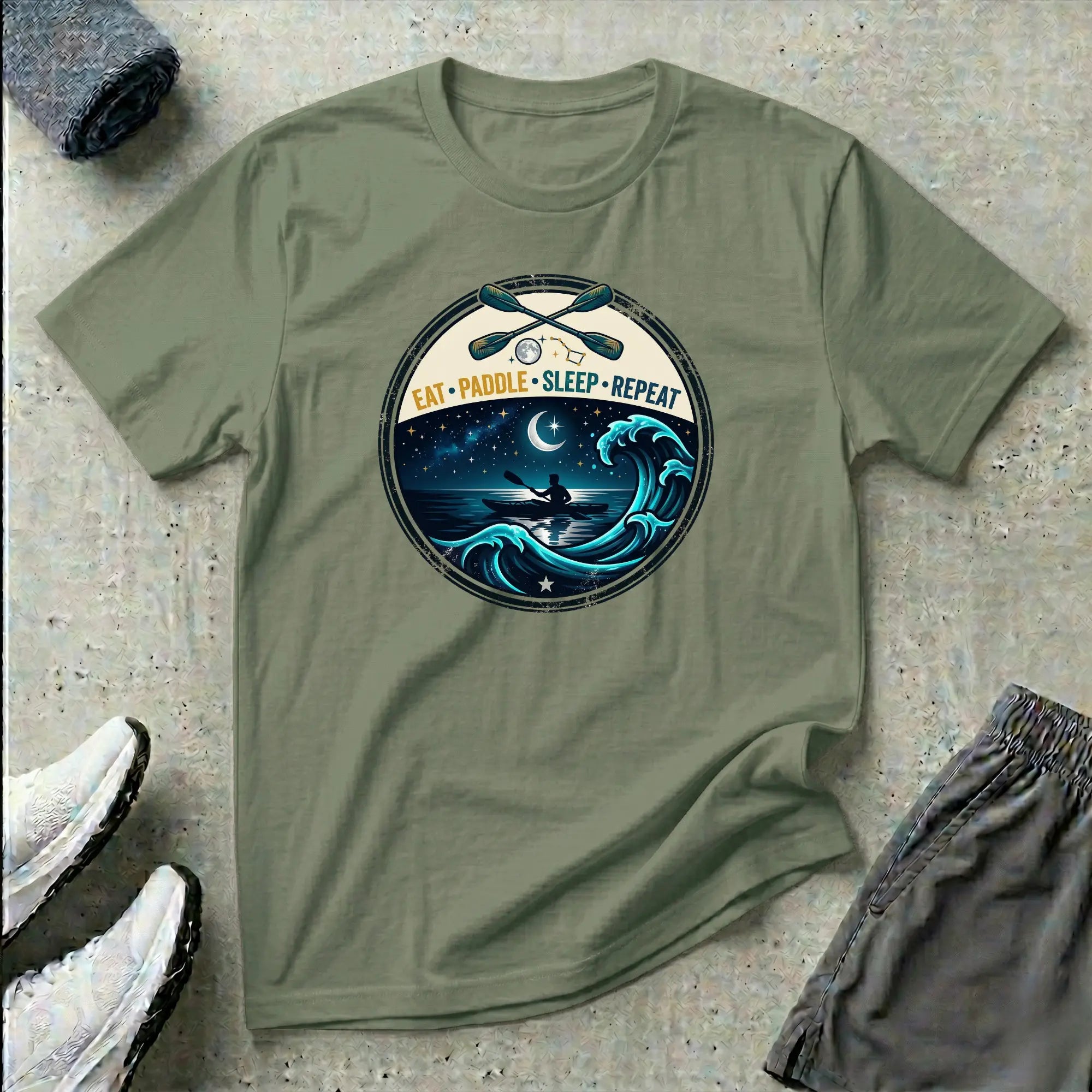 Ocean Paddling. Eat Paddle Sleep Repeat. Kayak T-Shirt Printify
