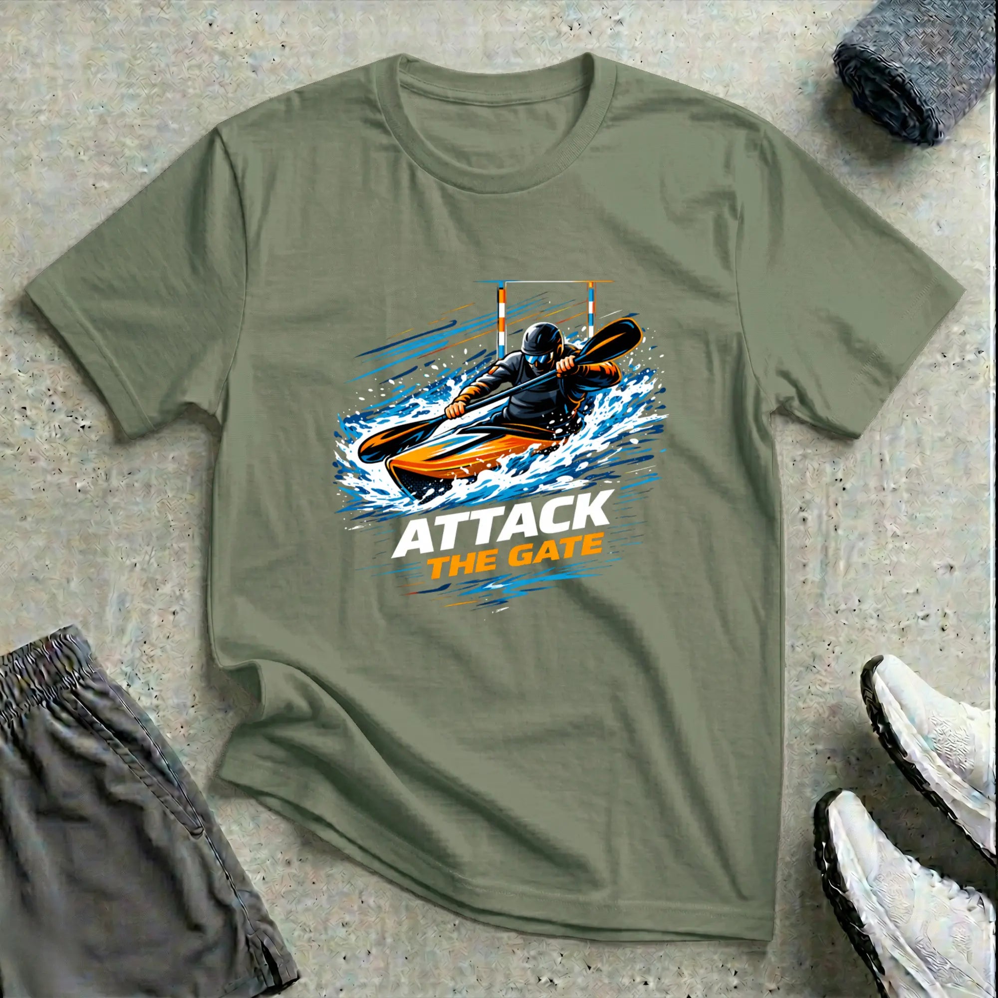 Attack The Gate. Kayak Cross Slalom T-Shirt Printify
