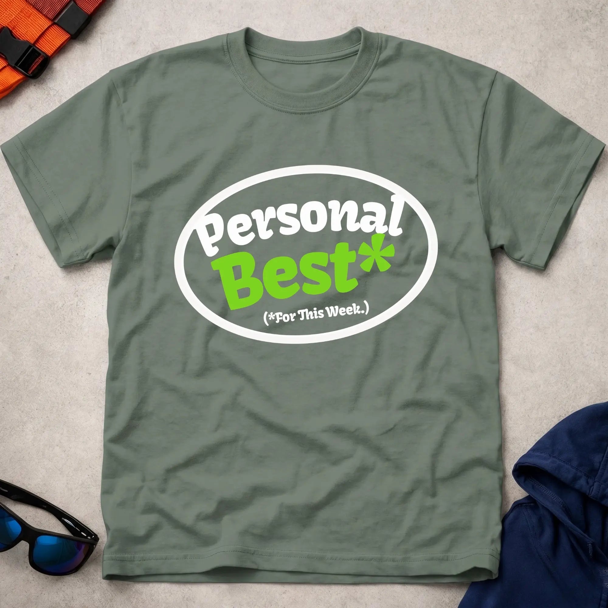 Military Green Personal Best* tee — funny racing paddler gift — Vector Paddle