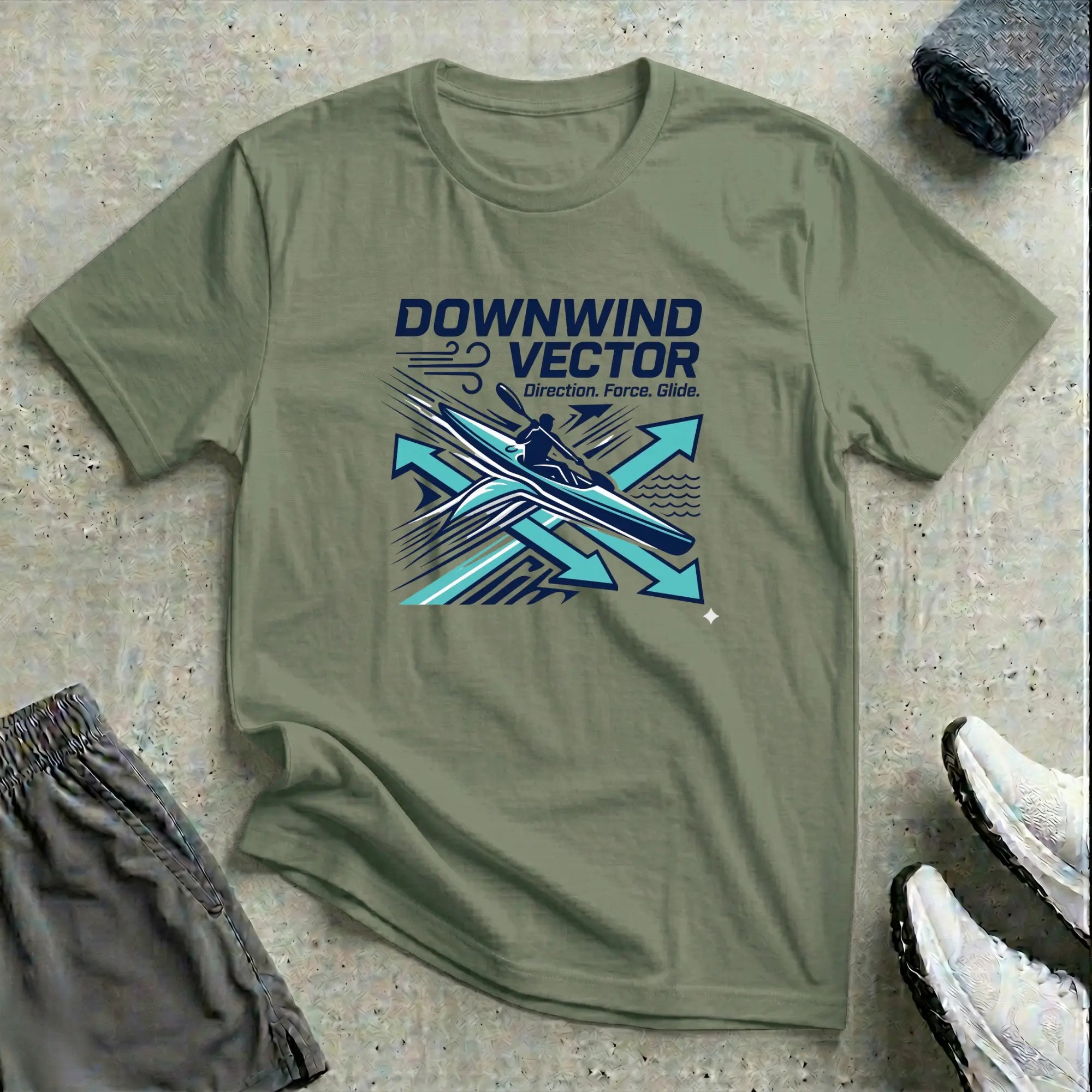 Downwind Vector. Surfski Kayak T-Shirt Printify