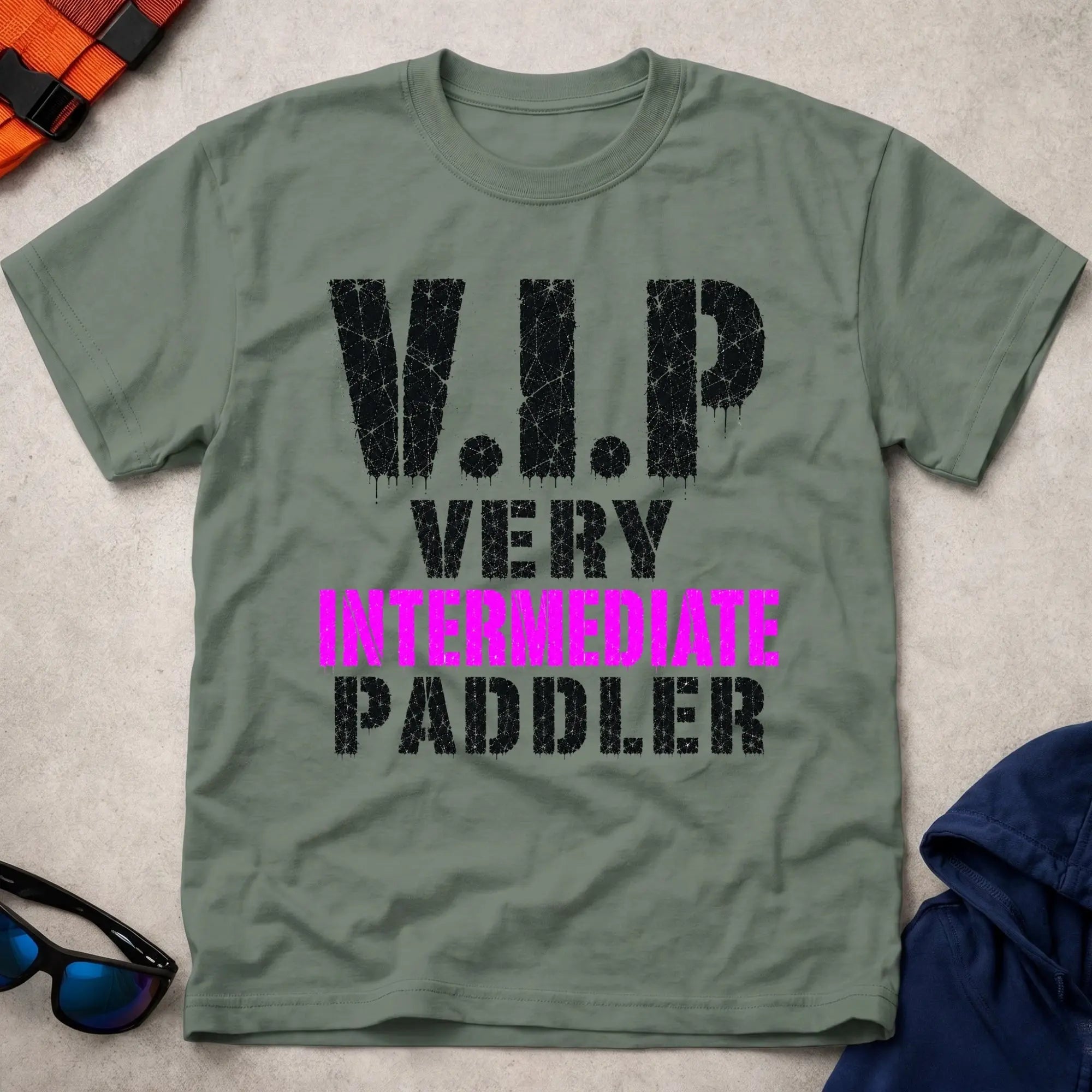 Military Green Very Intermediate Paddler tee — funny paddling gift — Vector Paddle