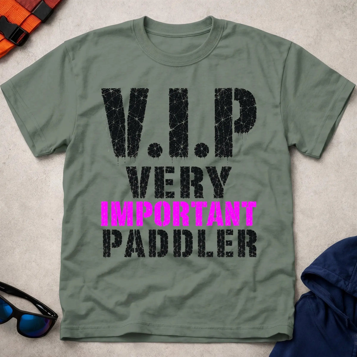Military Green V.I.P. tee — funny paddling gift — Vector Paddle