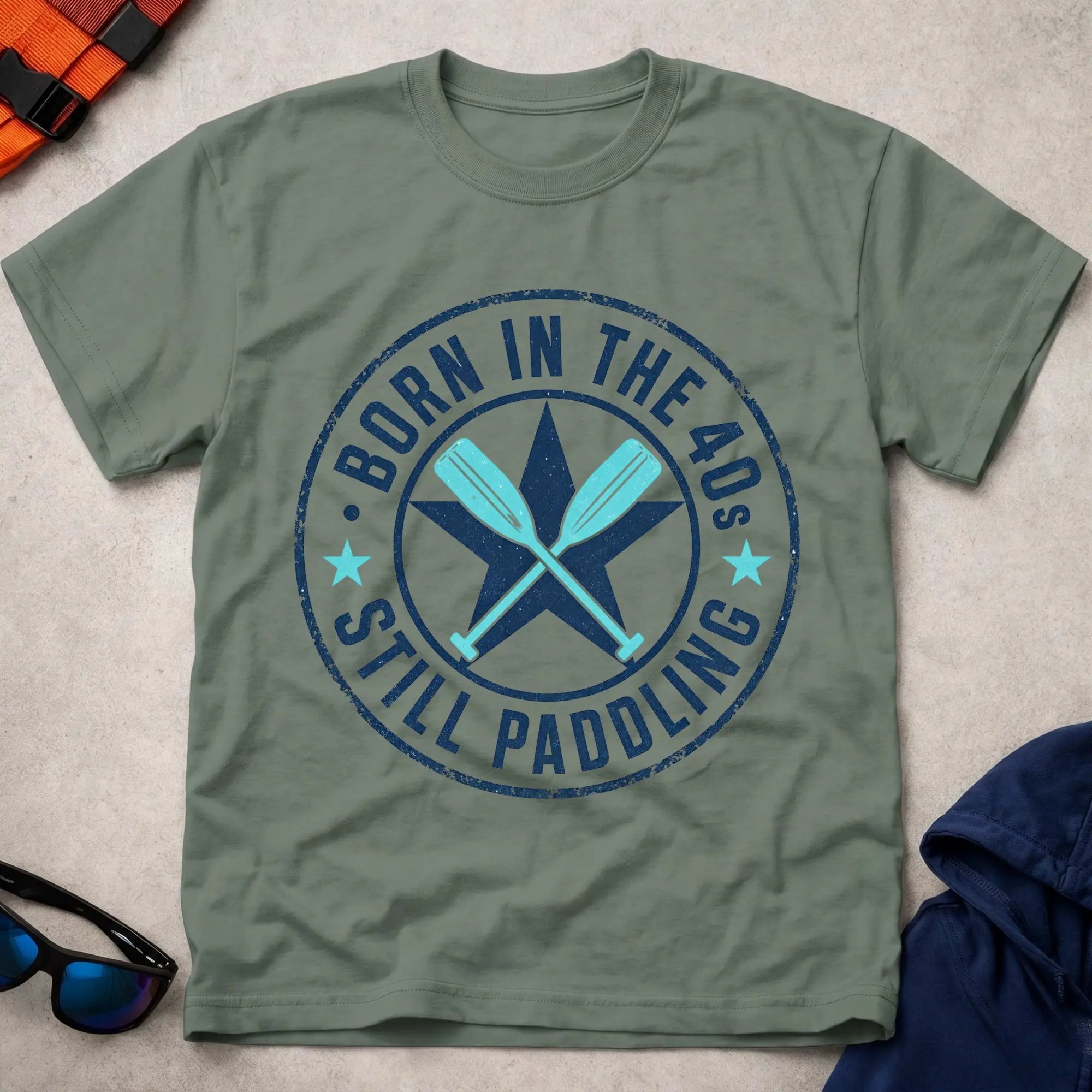 Born In The 40s · Still Paddling vintage stamp badge paddling tee | Vector Paddle