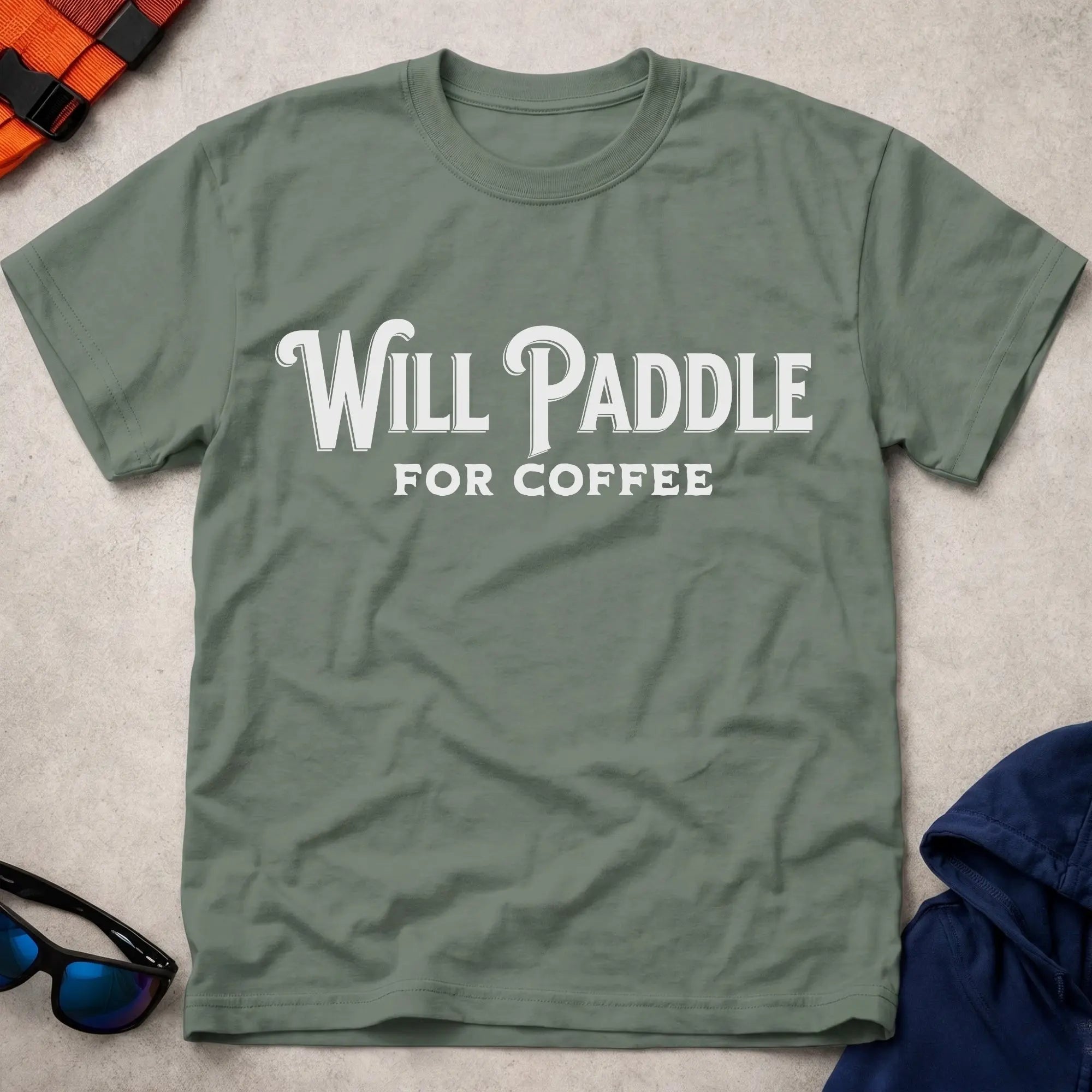 Military Green Paddle For Coffee tee — funny kayaking and canoeing gift — Vector Paddle