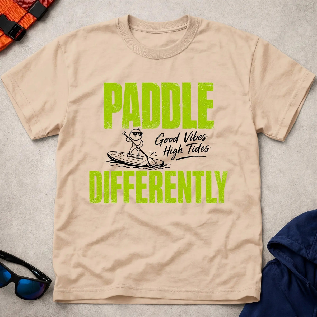Natural Paddle Differently t-shirt for paddlers who do it their own way, Vector Paddle