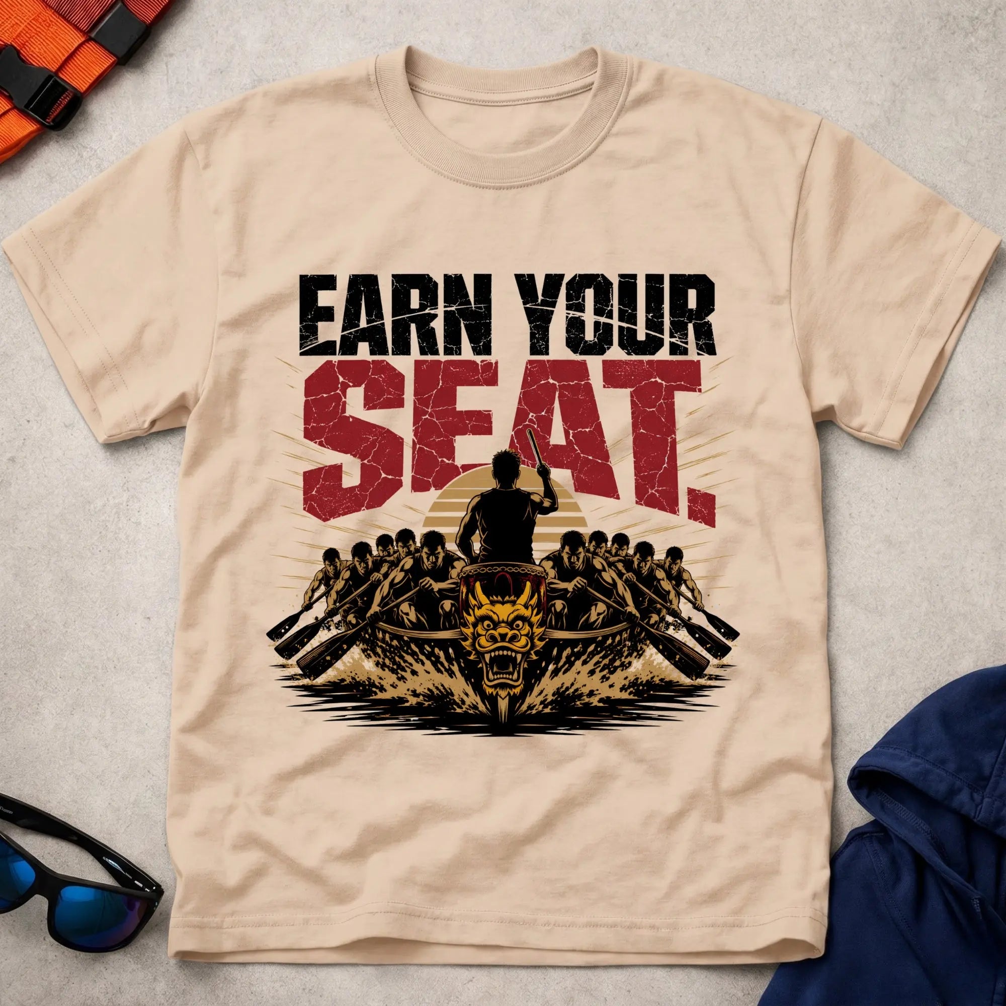 Natural Earn Your Seat dragon boat racing tee — crew pride gift — Vector Paddle
