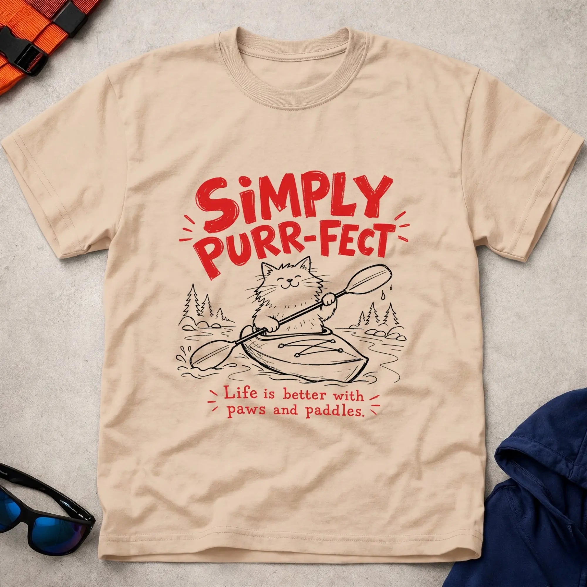 Natural Simply Purr-fect tee — cat-loving paddler gift — Vector Paddle