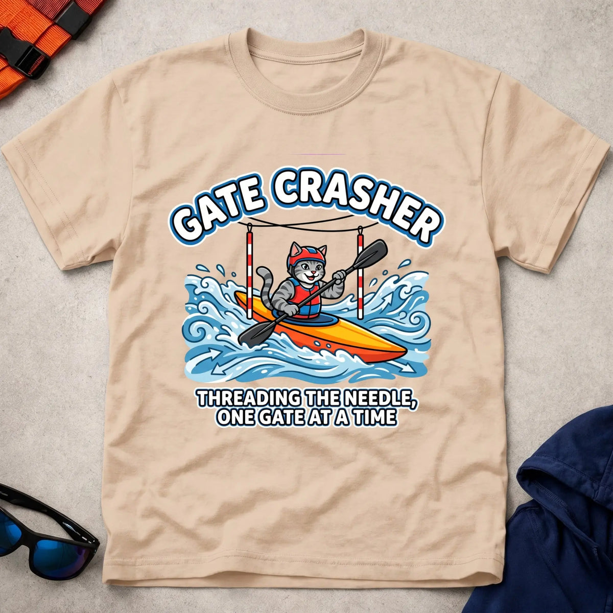 Natural Gate Crasher tee — slalom gate paddling gift — Vector Paddle