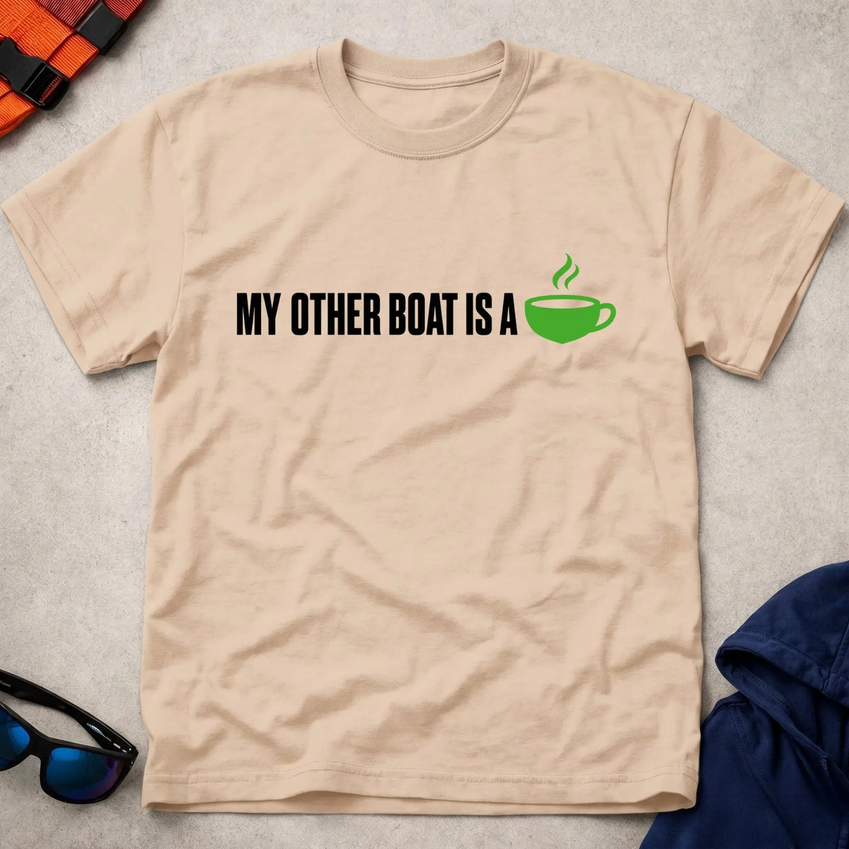 Natural My Other Boat Is A Coffee Cup Tee - Vector Paddle