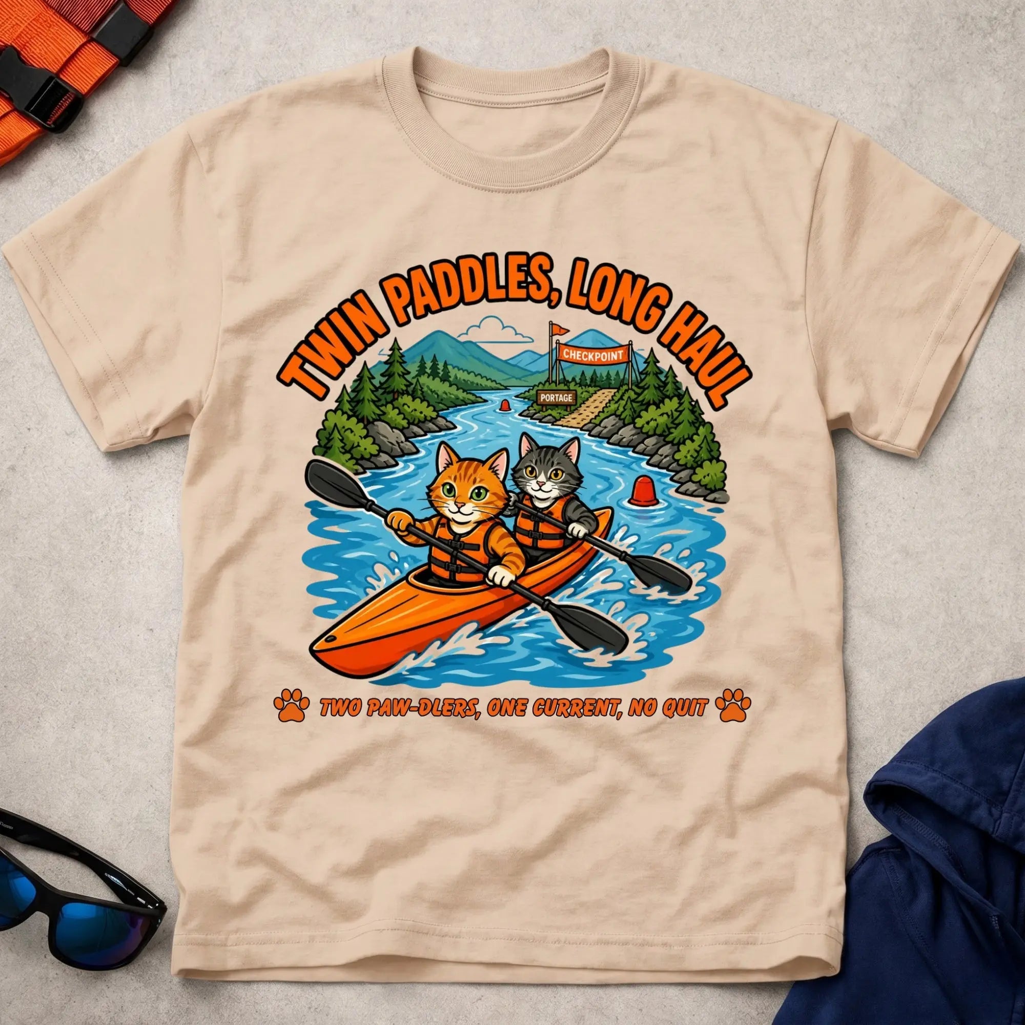 Natural Twin Paddles, Long Haul tee — K2 marathon kayak gift — Vector Paddle