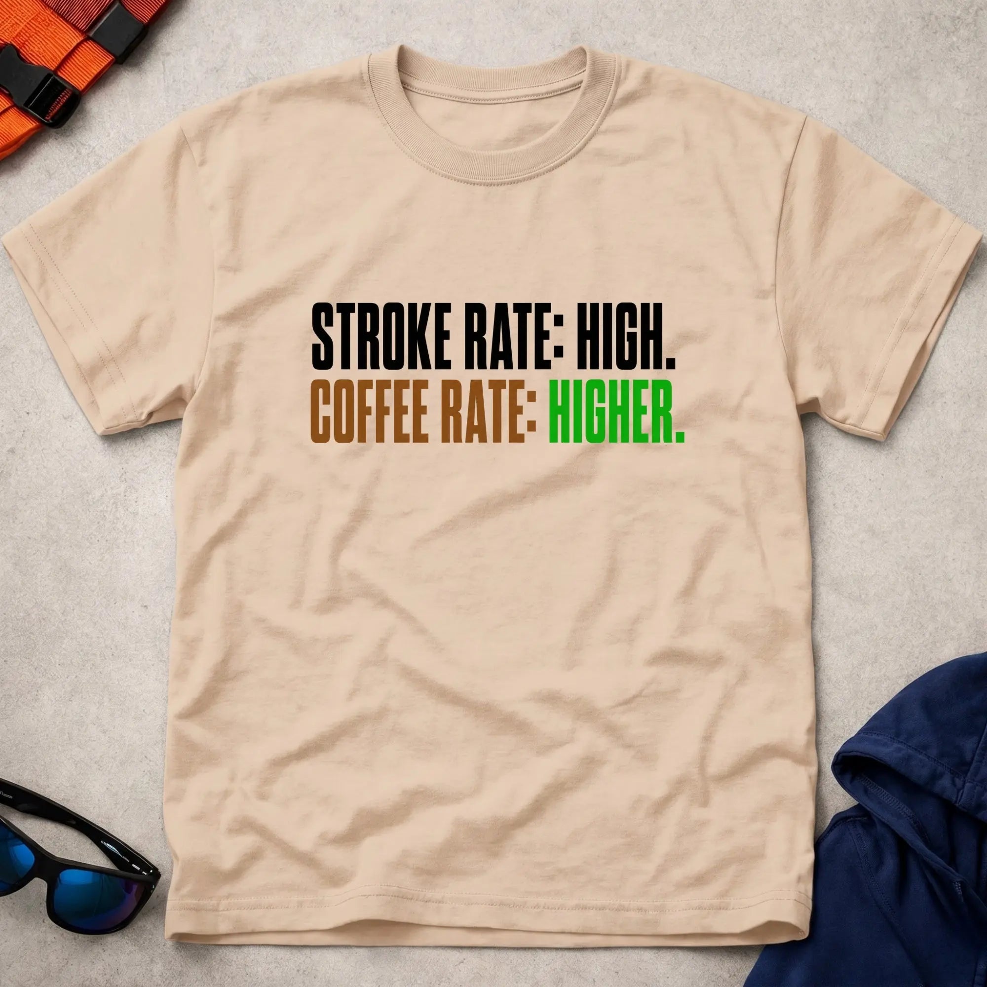 Natural Stroke Rate Low, Coffee Rate Higher Tee - Vector Paddle