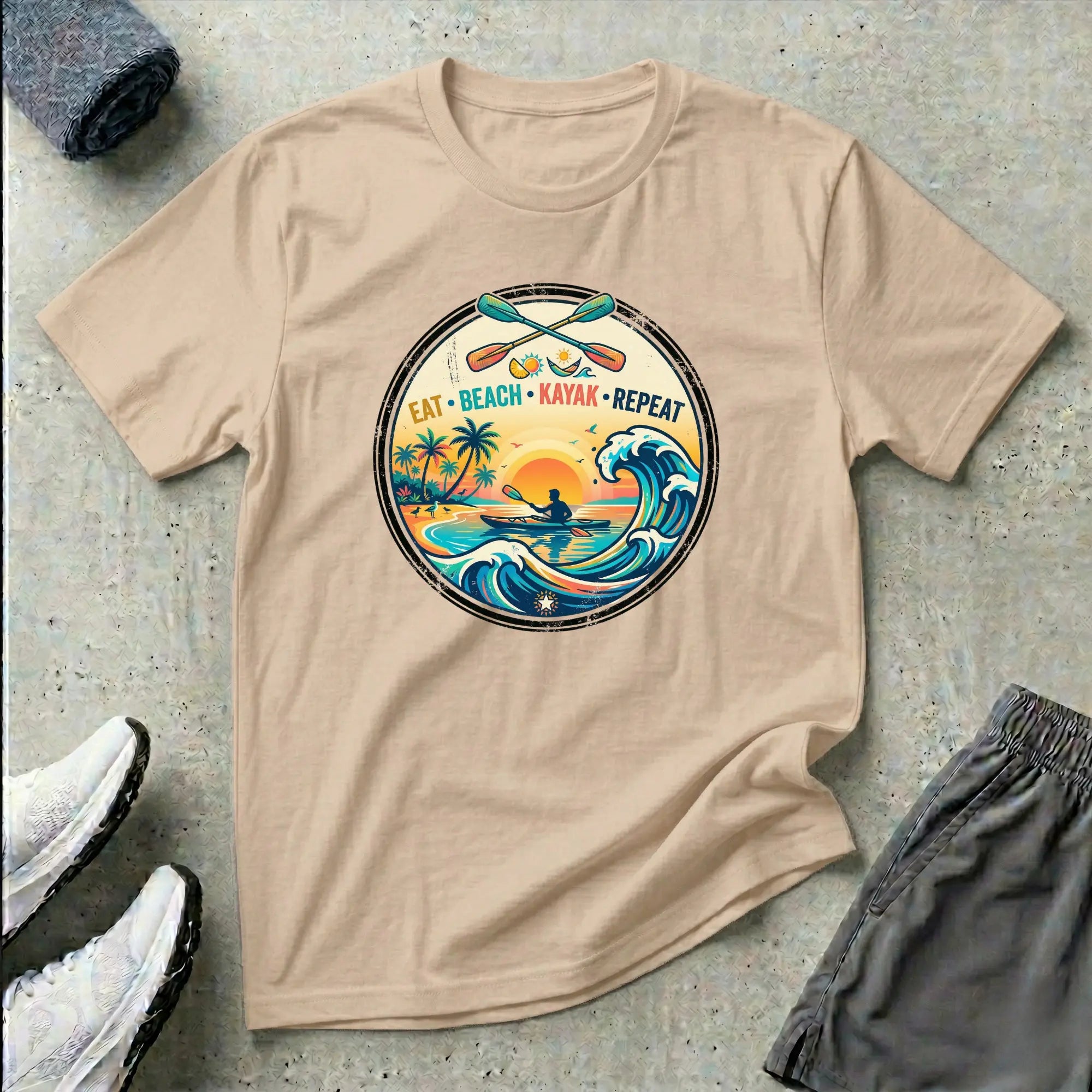 Eat Beach Kayak Repeat. Ocean Kayak T-Shirt Printify