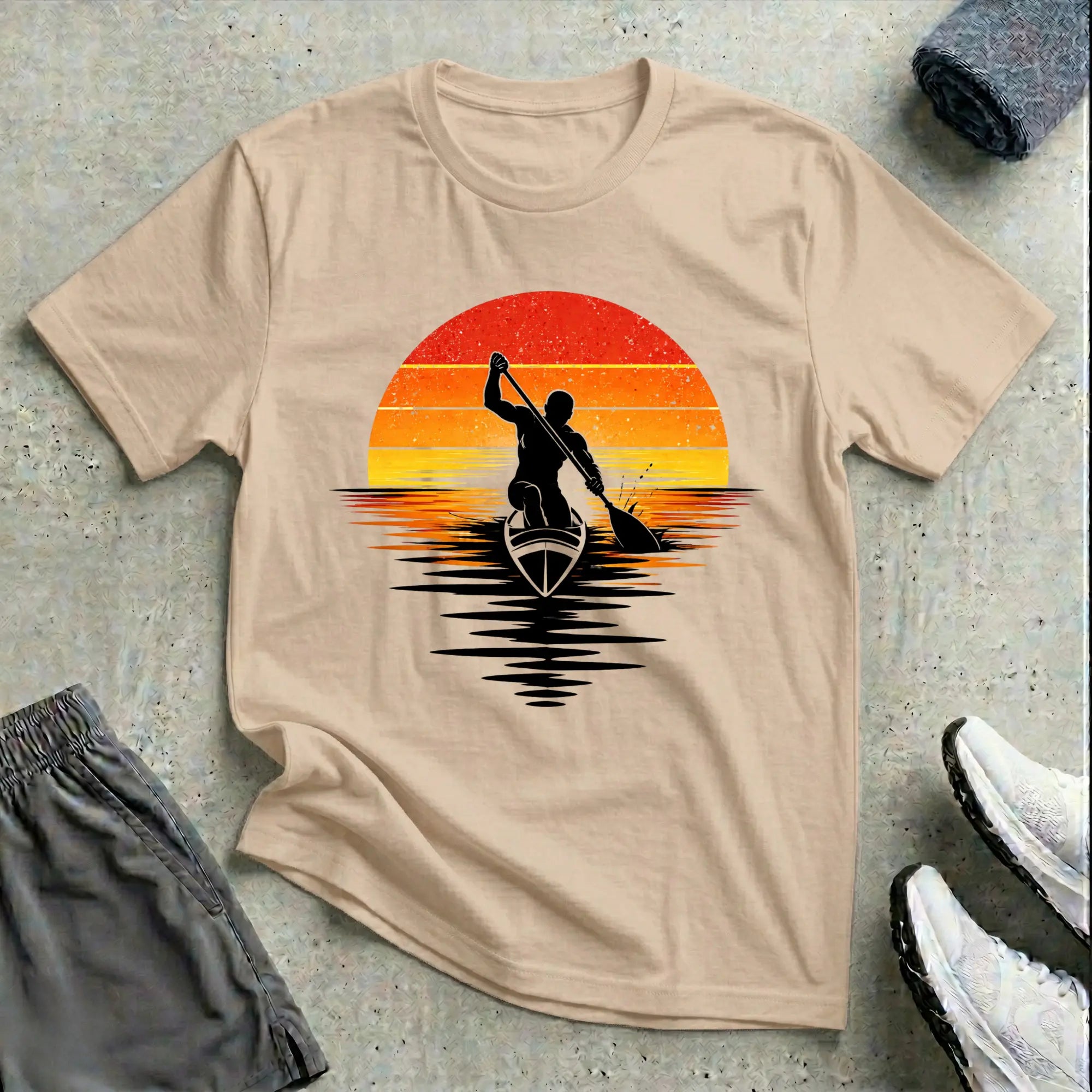 Modern Sunset. Canoe Relaxed T-Shirt Printify