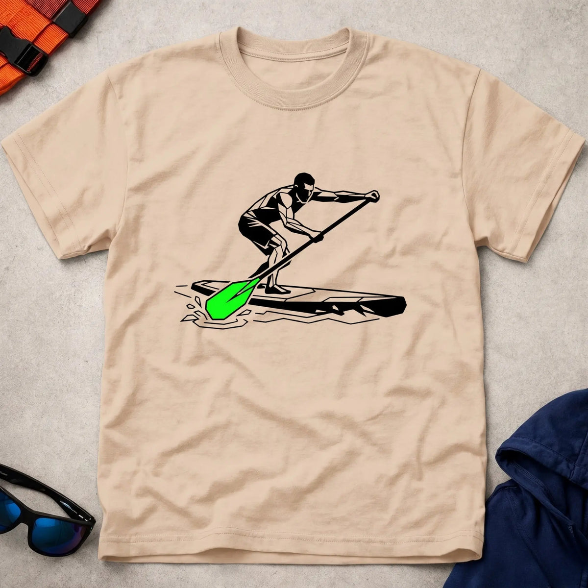 Natural SUP Paddler t-shirt for stand-up paddleboarding fans, Vector Paddle