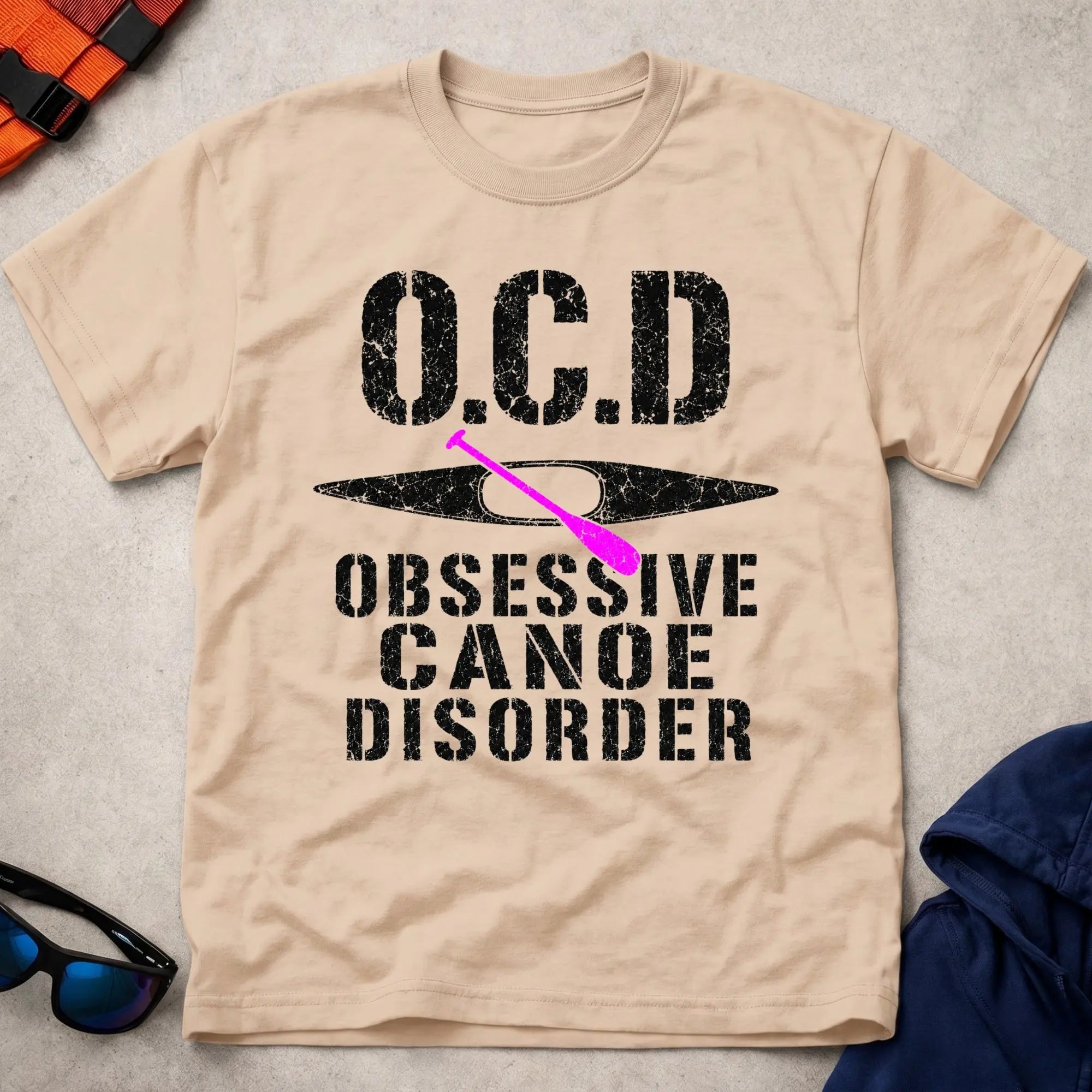 Natural Obsessive Canoe Disorder tee — funny canoe-obsessed paddling gift — Vector Paddle