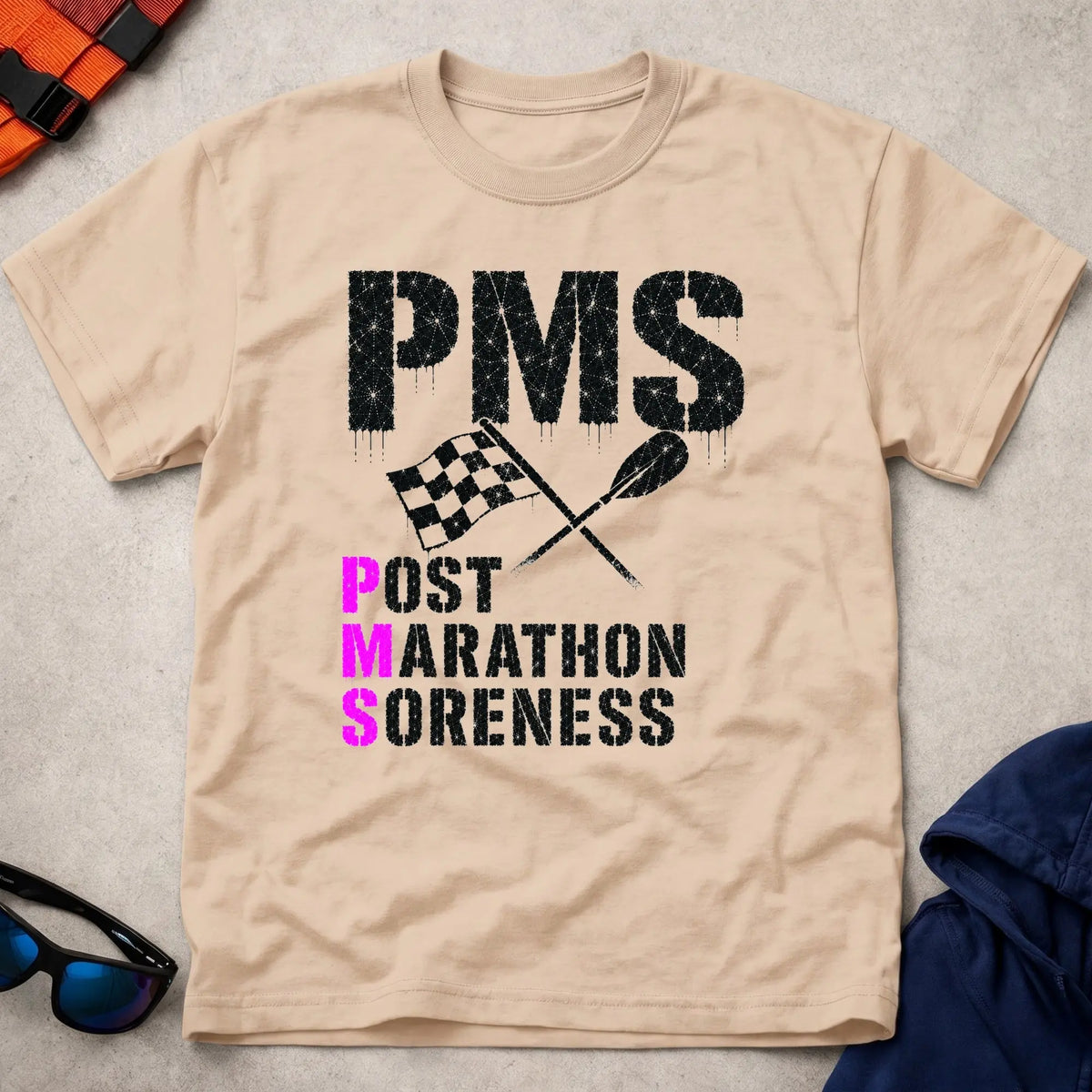 Natural P.M.S. tee — Post Marathon Soreness gift — Vector Paddle