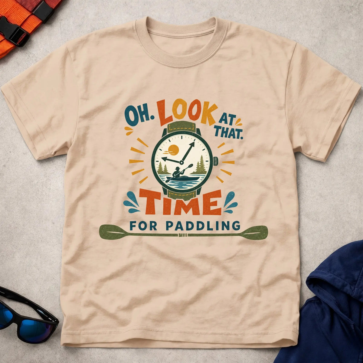 Natural Time For Paddling badge tee — Vector Paddle
