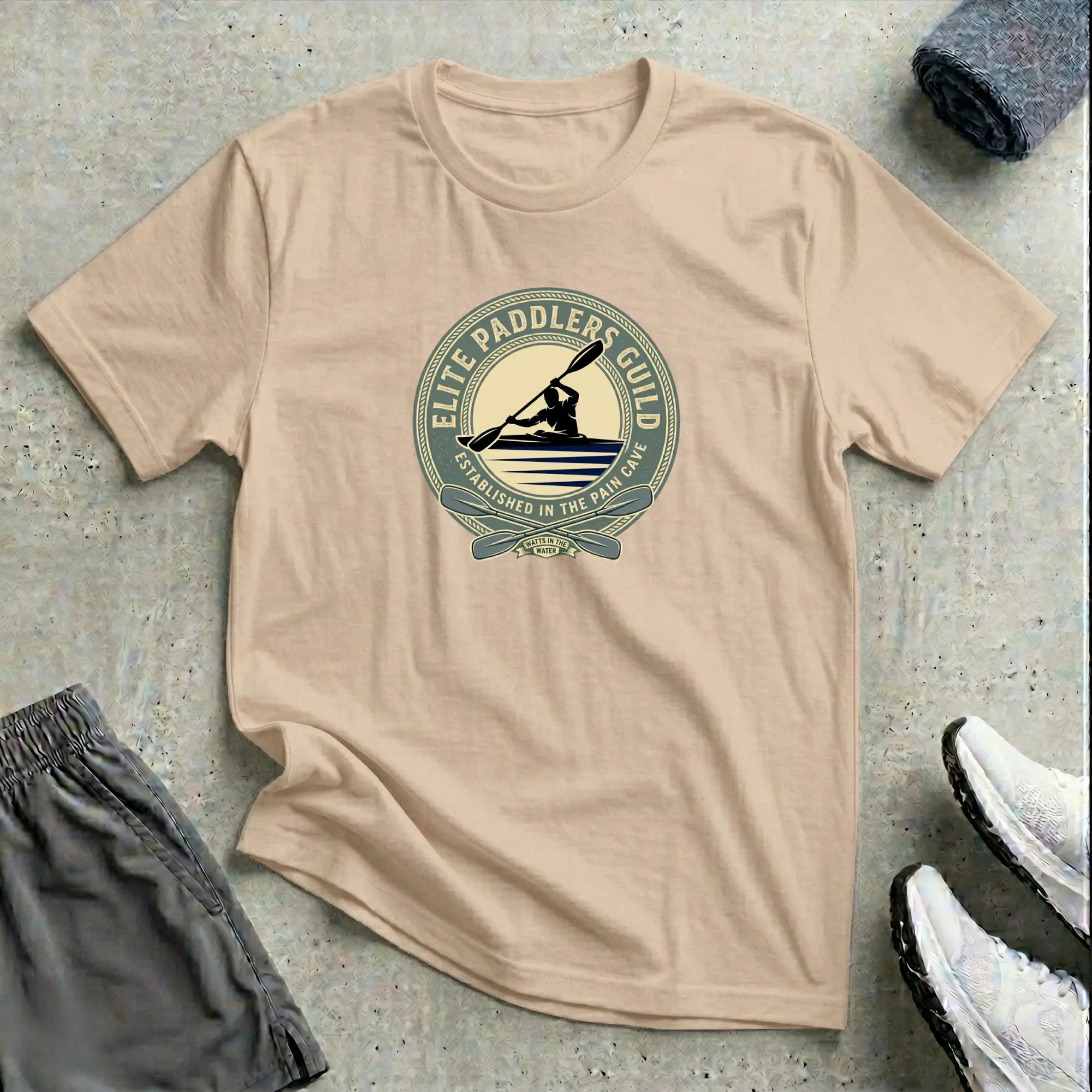 Elite Paddlers Guild. Established in the Pain Cave. Kayak T-Shirt Printify