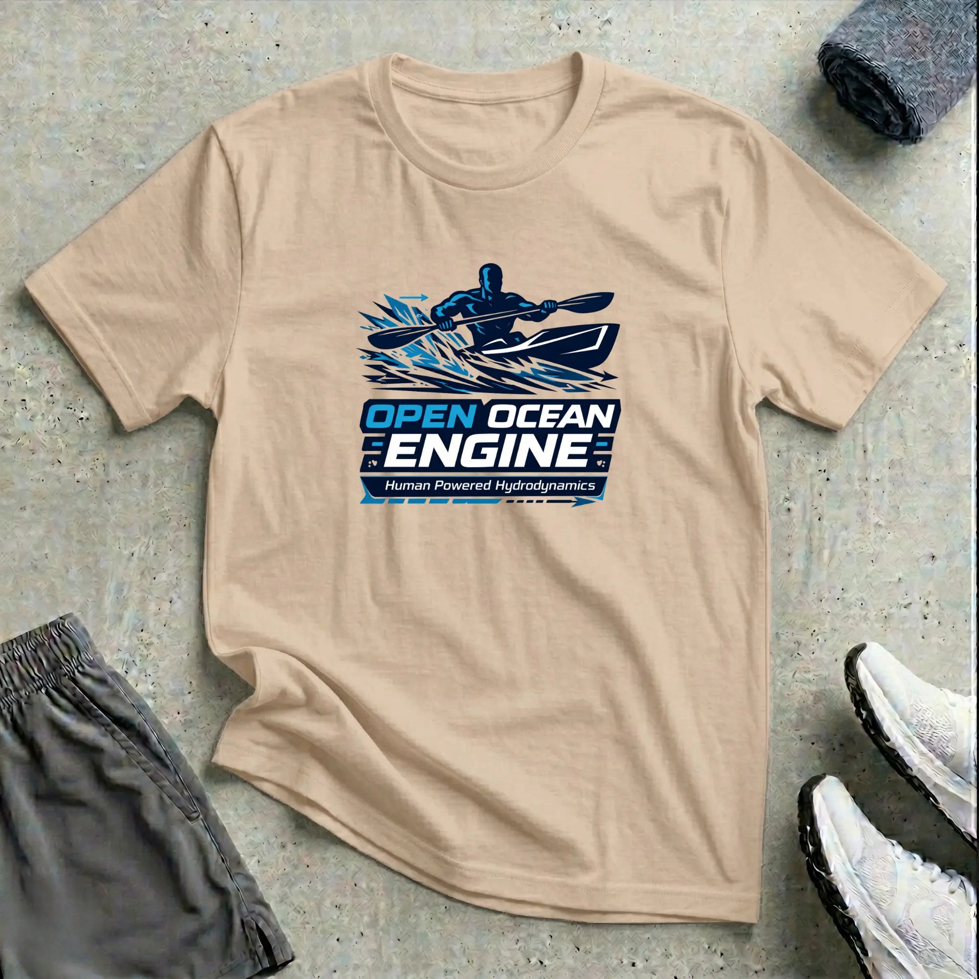 Open Ocean Engine - Human Powered. Surfski T-Shirt Printify