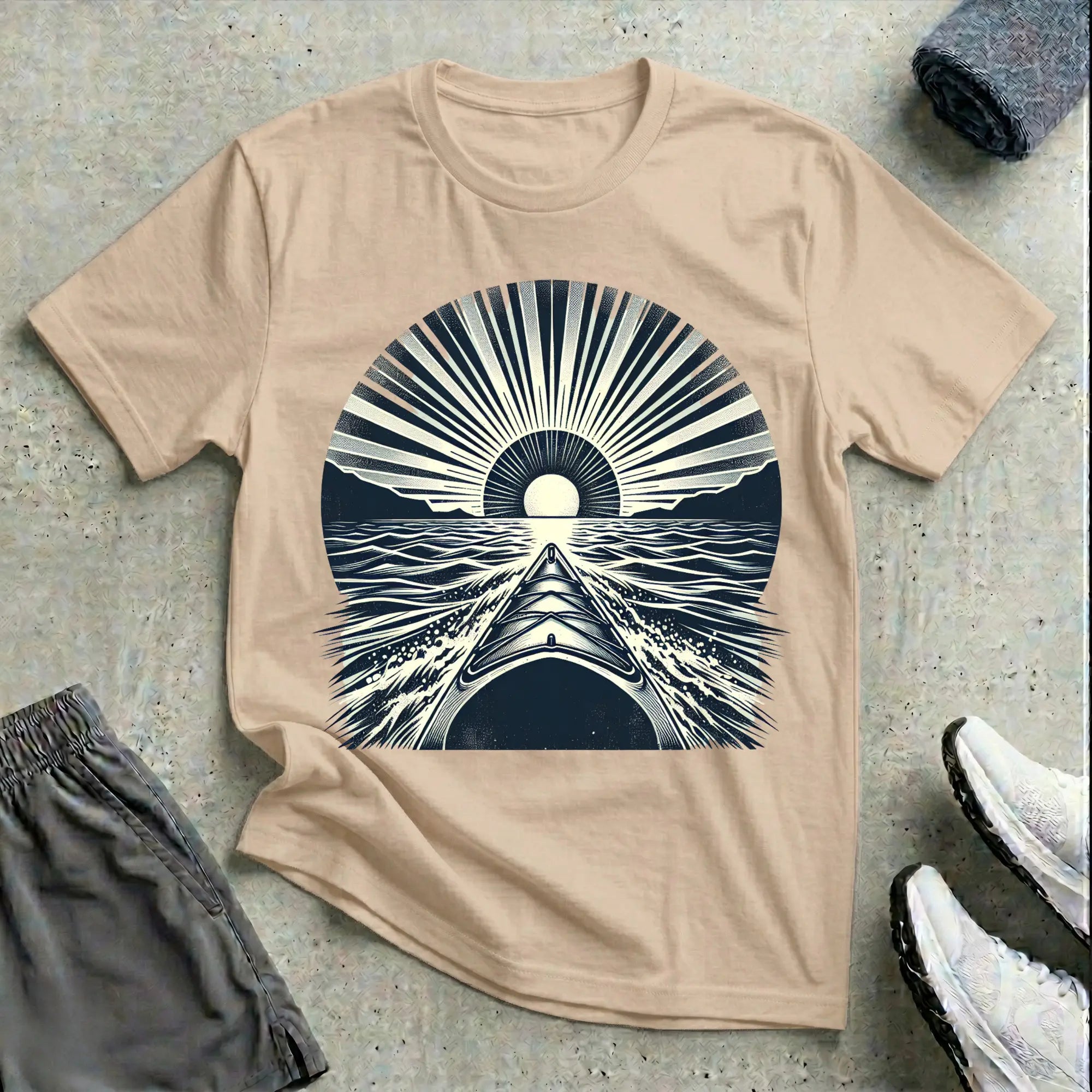 Vintage B&W Sunset. Relaxed T-Shirt Printify
