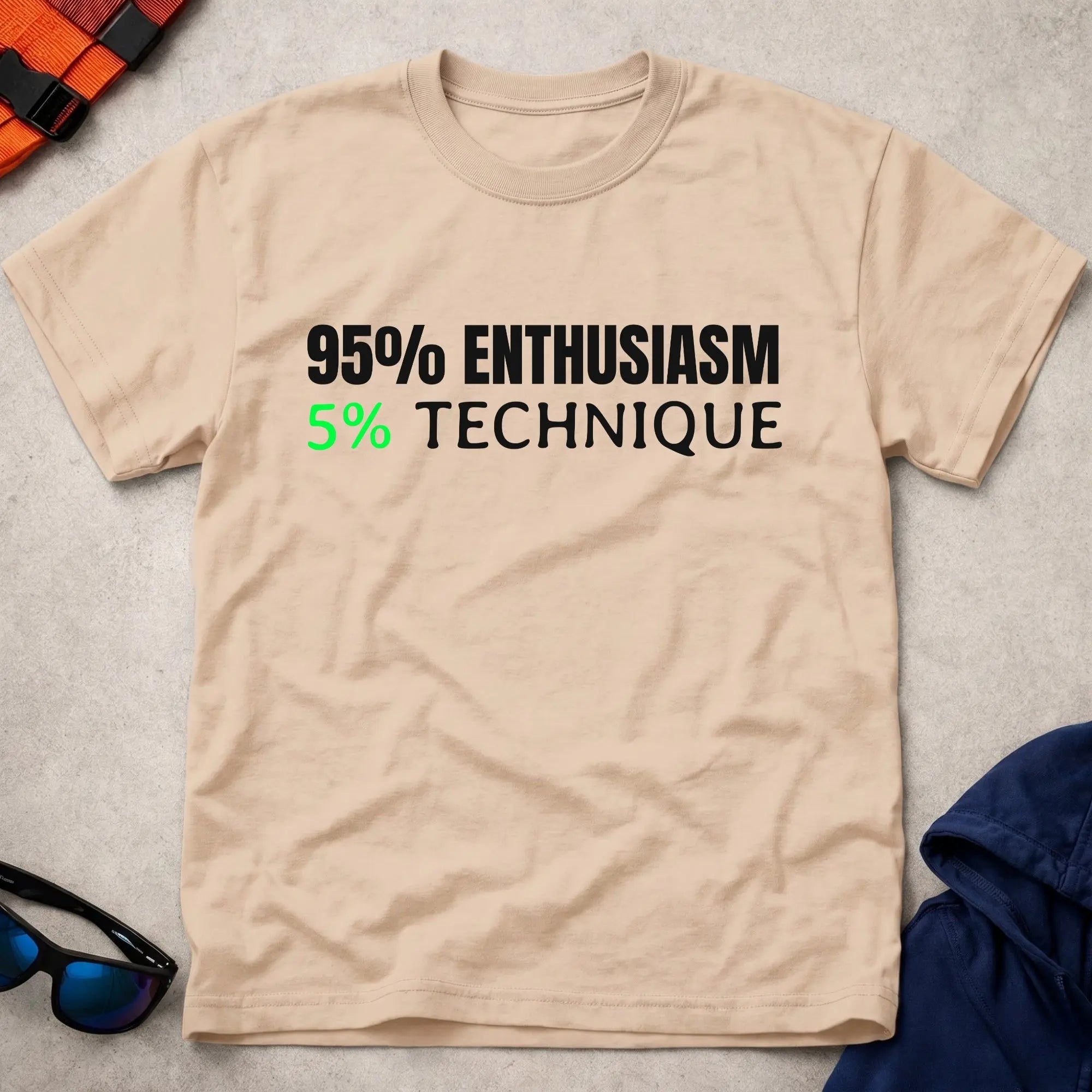 Natural 95% Enthusiasm tee — funny paddling gift for kayakers and canoeists — Vector Paddle